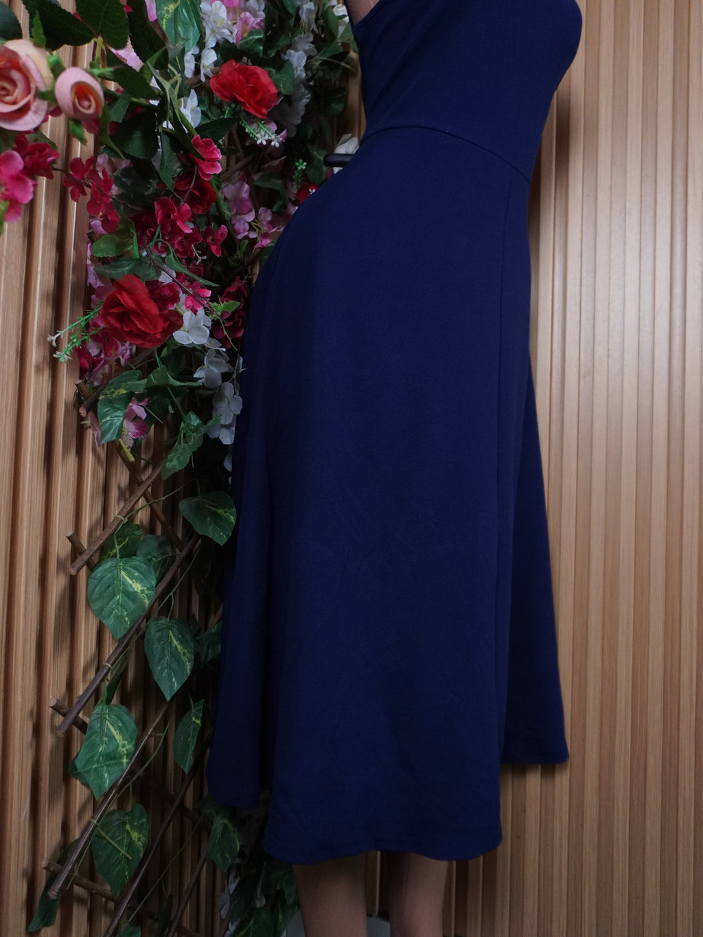 Robe évasée longue sans manches décolletée-XL