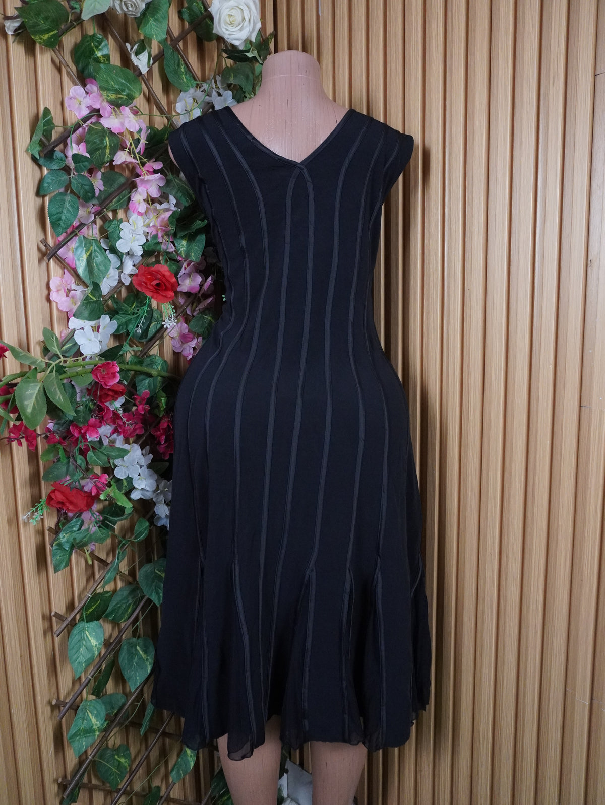 Robe évasée longue sans manches rayée-XL