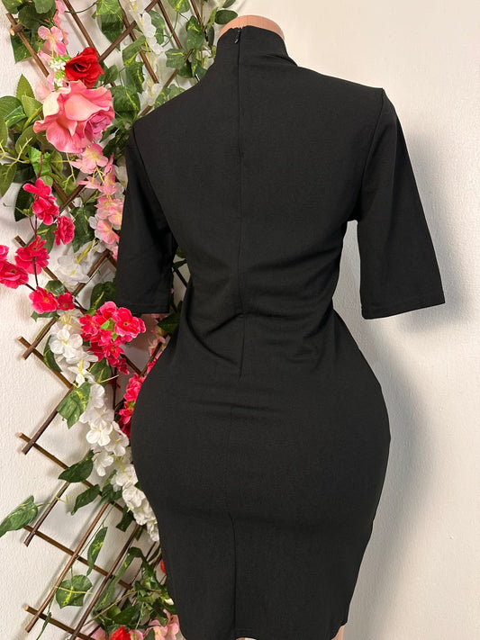 Robe moulante courte à épingle colle montant manche courte - Perluna StorePerluna Store