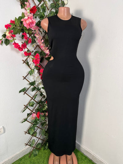 Robe longue moulante sans manche à cote droit dénudé - Perluna Store