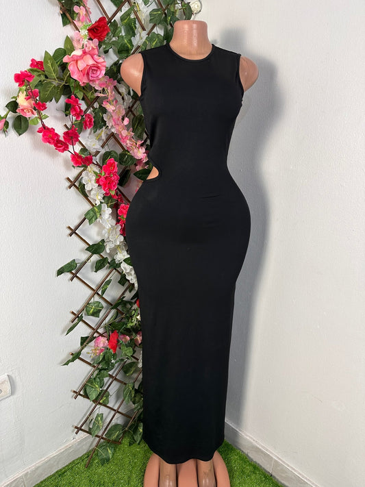 Robe longue moulante sans manche à cote droit dénudé - Perluna Store