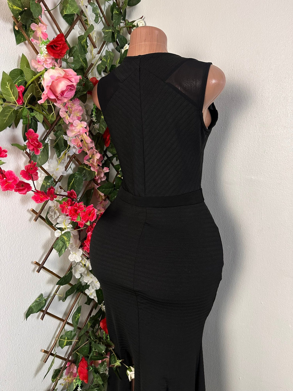 robe de soirée moulante longue à double fente voilé sans manche - Perluna Store