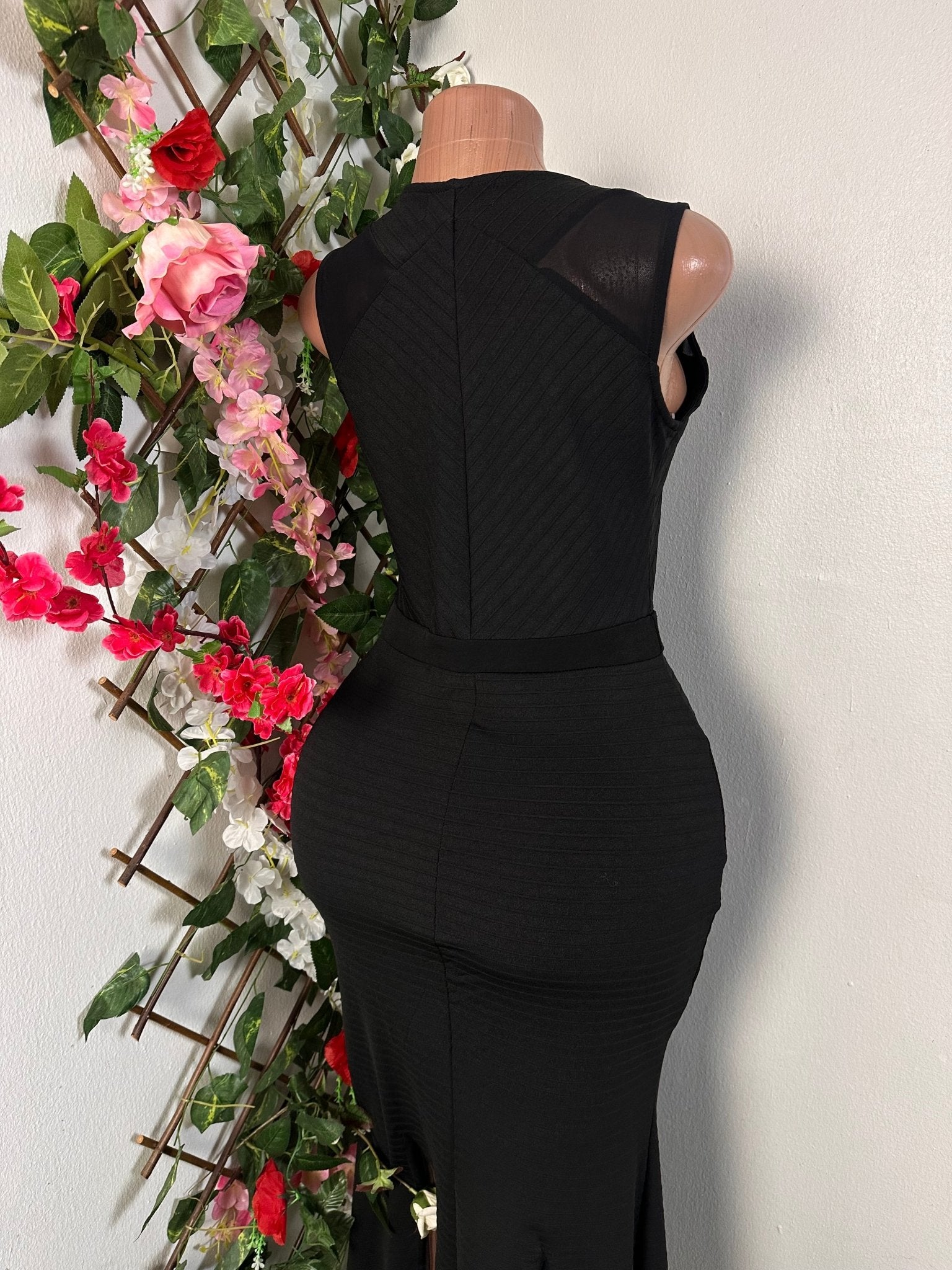 robe de soirée moulante longue à double fente voilé sans manche - Perluna Store