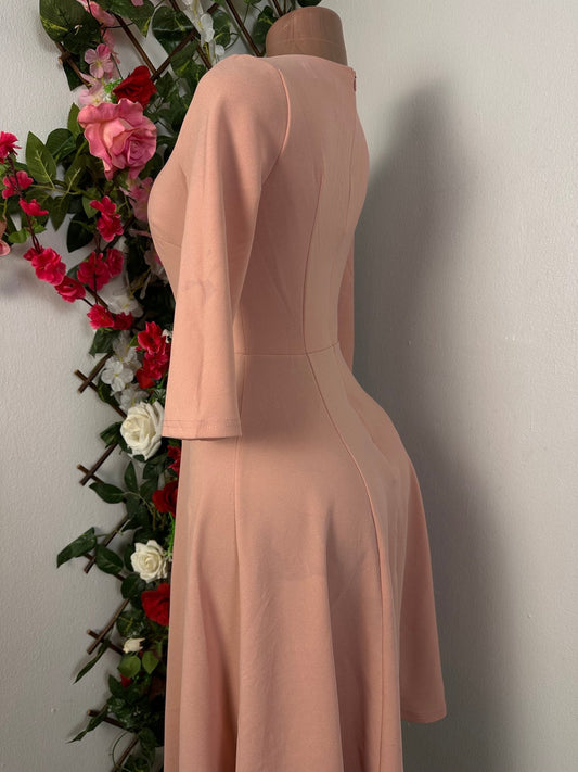 Robe mi longue évasée manches courte - Perluna Store
