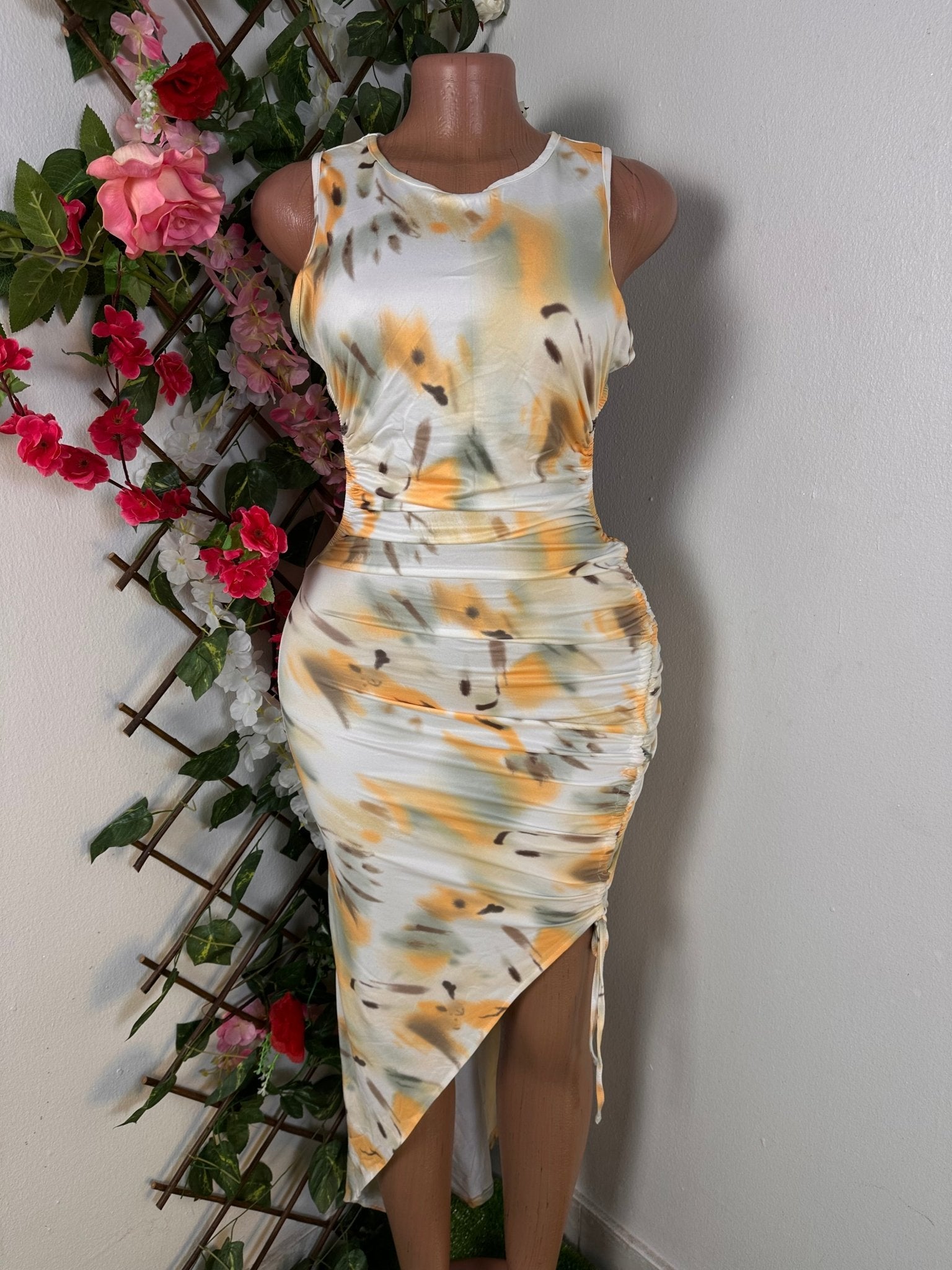 Robe moulante fente réglable à dos dénudé - Perluna Store
