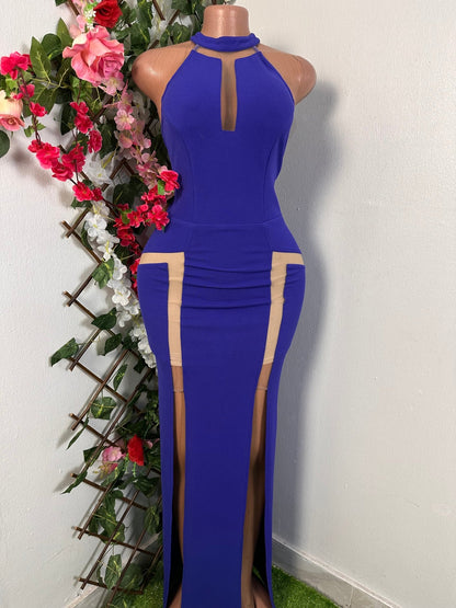 Robe élégante moulante double fente décolleté halter - Perluna Store
