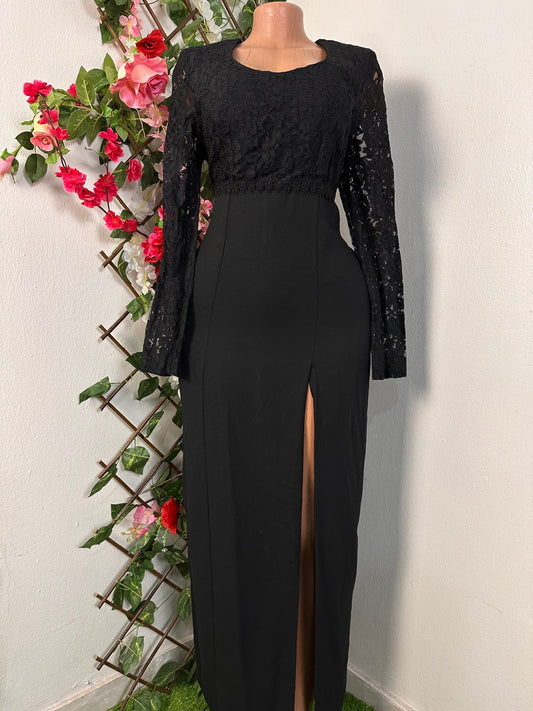 Robe longue élégante à manche longue en dentelle - Perluna Store