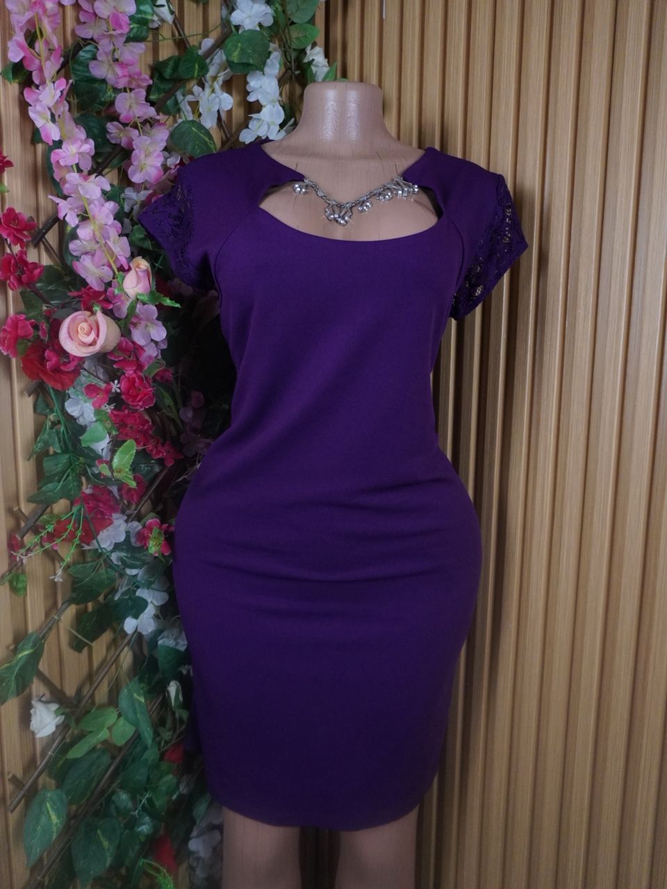Robe moulante mi longue manches courte-XXL
