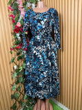 Robe évasée longue manches longues imprimée fleurie-M