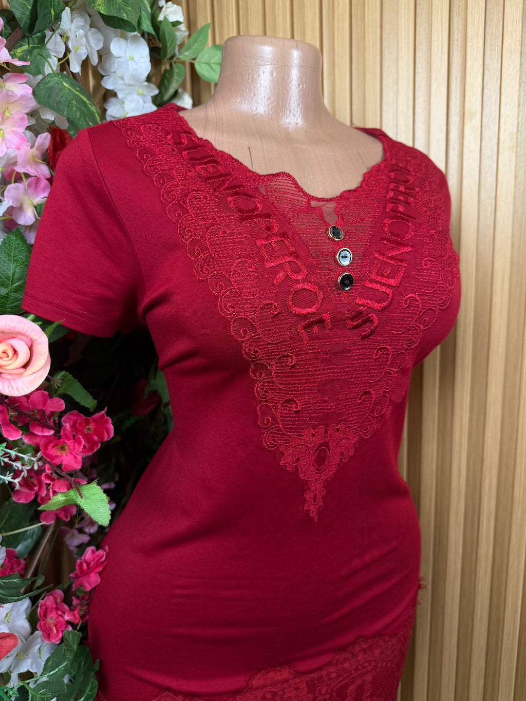 Robe moulante manches courtes décolletée-S