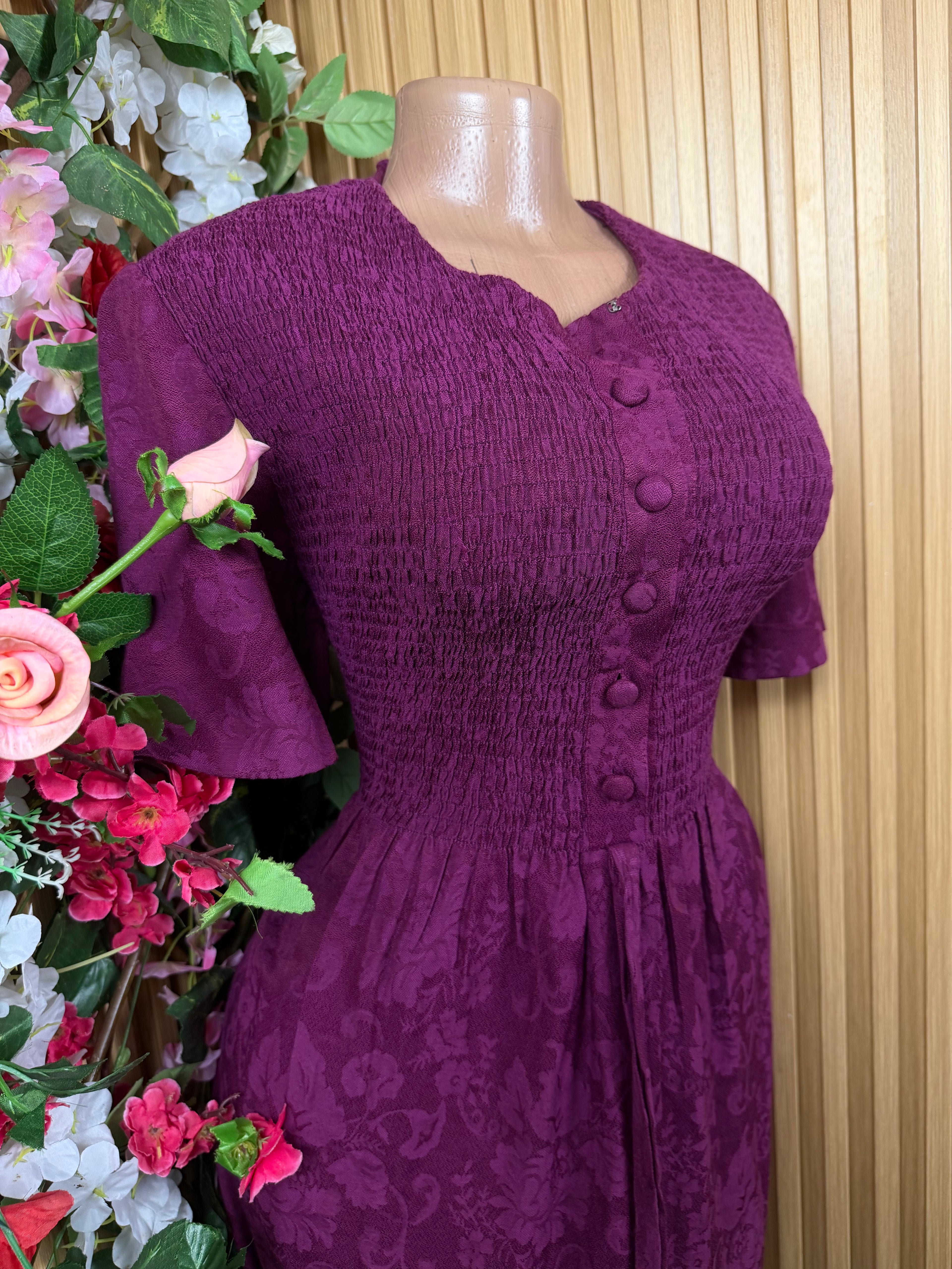 Robe évasée longue manches courtes avec boutons-XL