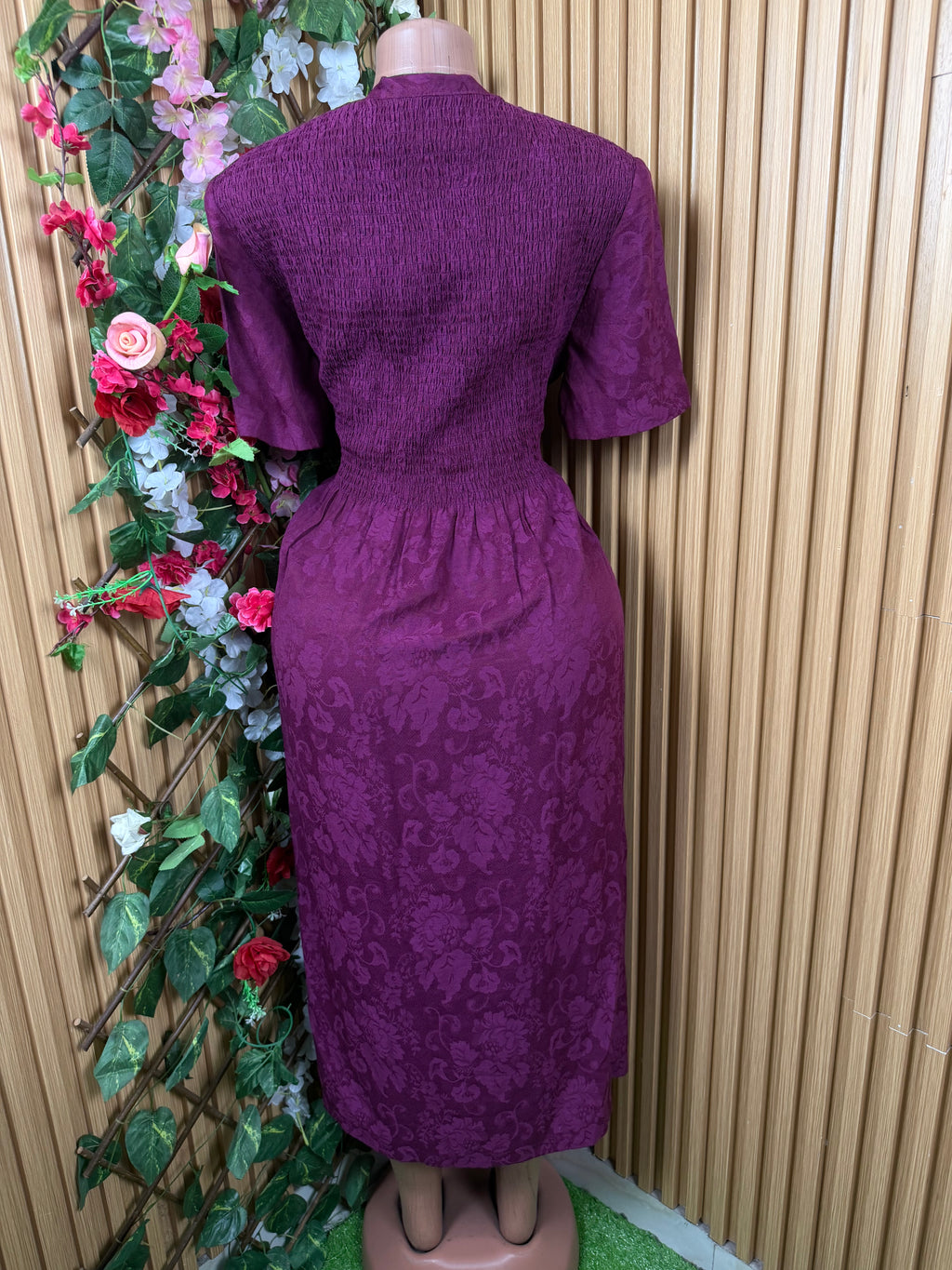 Robe évasée longue manches courtes avec boutons-XL