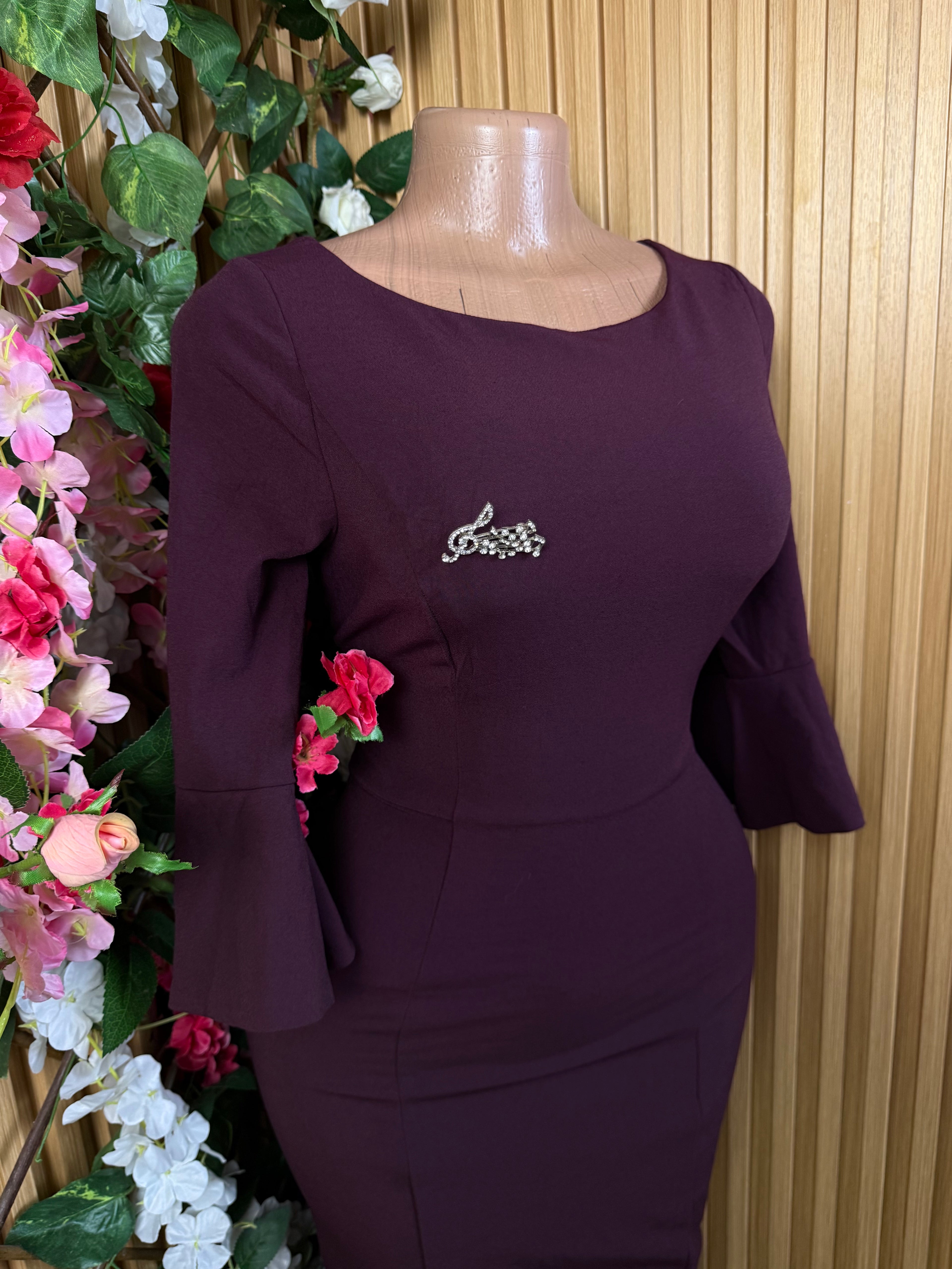 Robe moulante manches 3/4 à drapée - Perluna Store