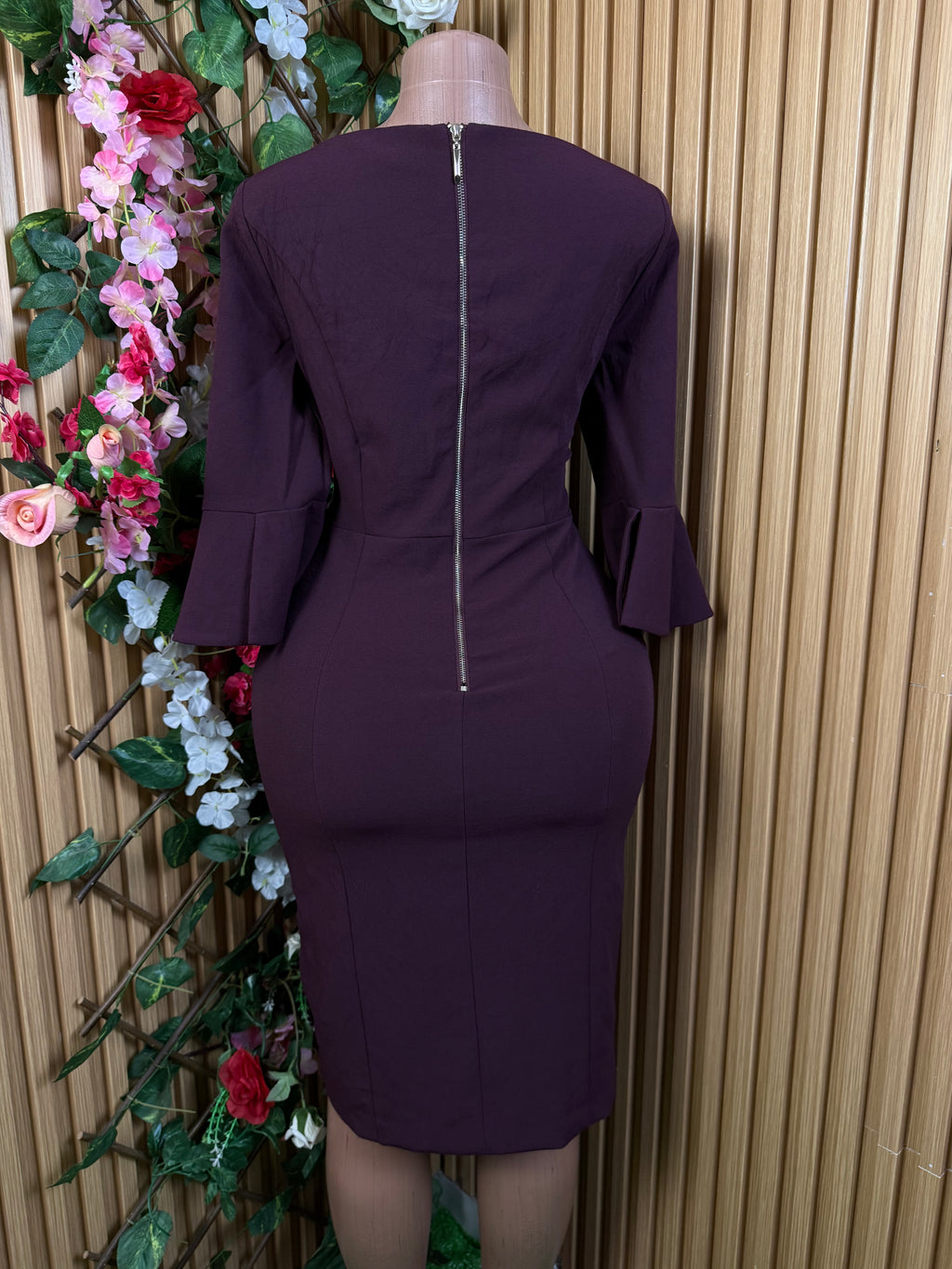 Robe moulante manches 3/4 à drapée - Perluna Store