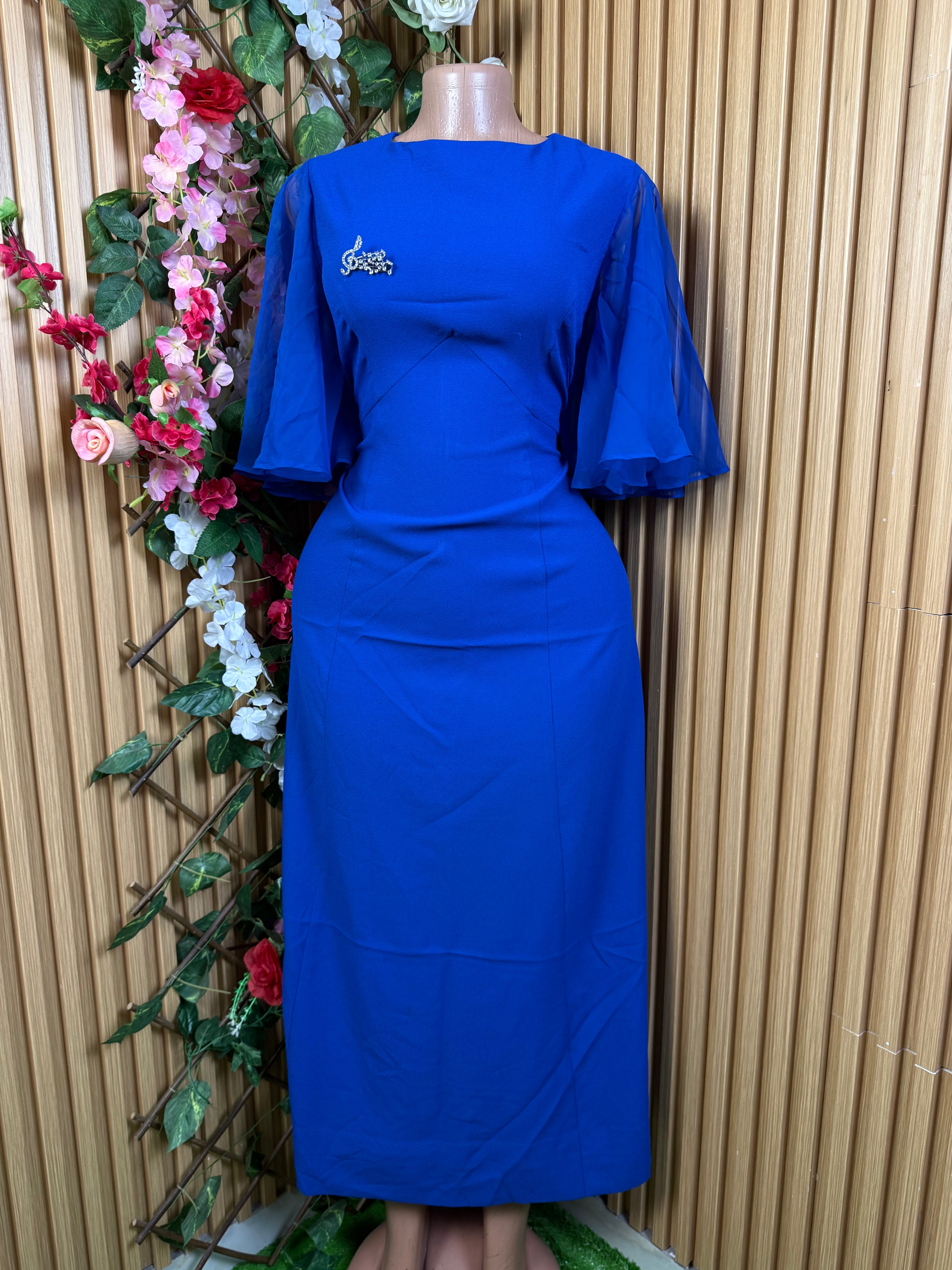 Robe évasée longue manches 3/4 drapée - Perluna Store