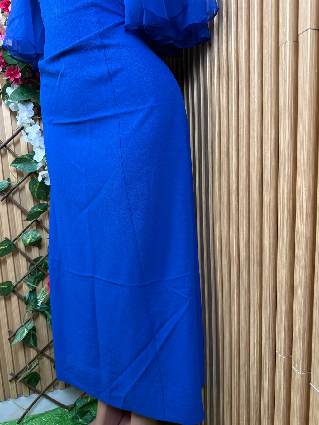 Robe évasée longue manches 3/4 drapée - Perluna Store