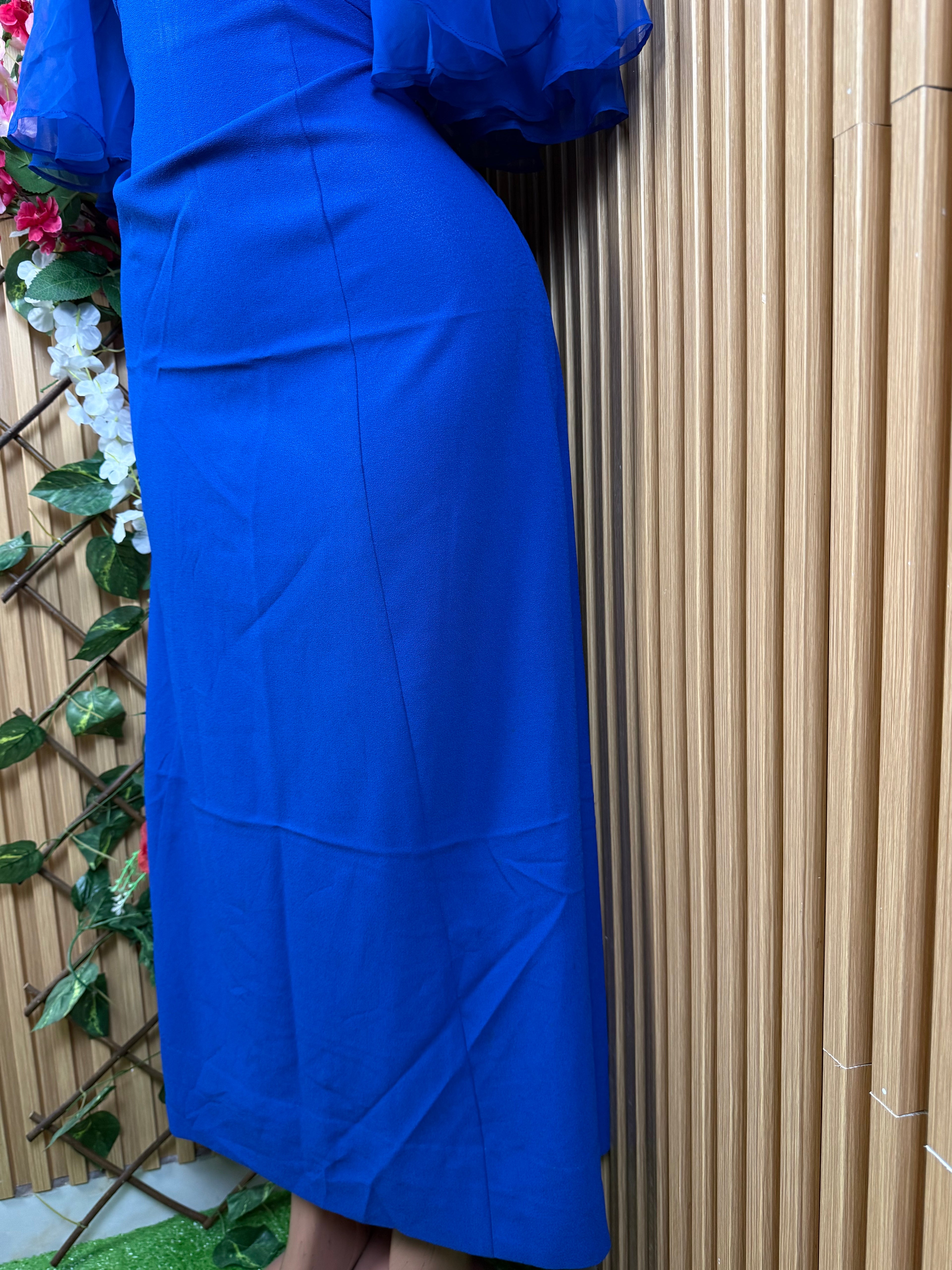 Robe évasée longue manches 3/4 drapée - Perluna Store