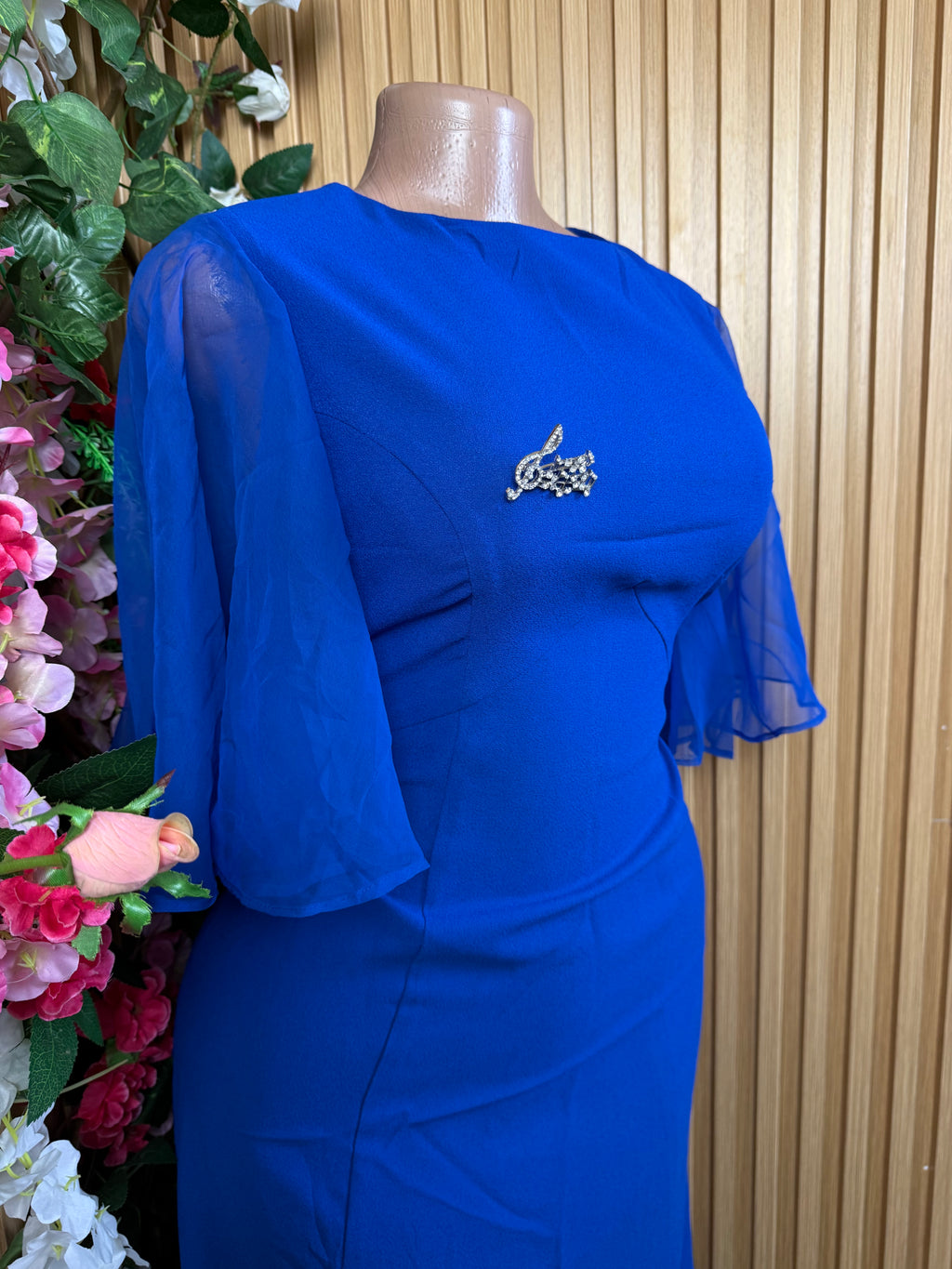 Robe évasée longue manches 3/4 drapée - Perluna Store