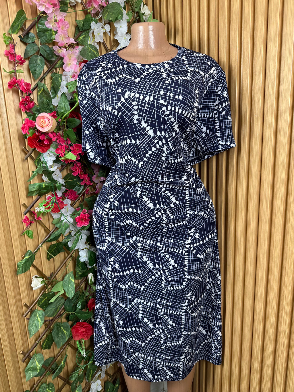 Robe évasée mi-longue manches courtes-XXL