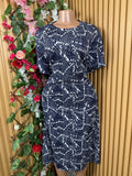 Robe évasée mi-longue manches courtes-XXL