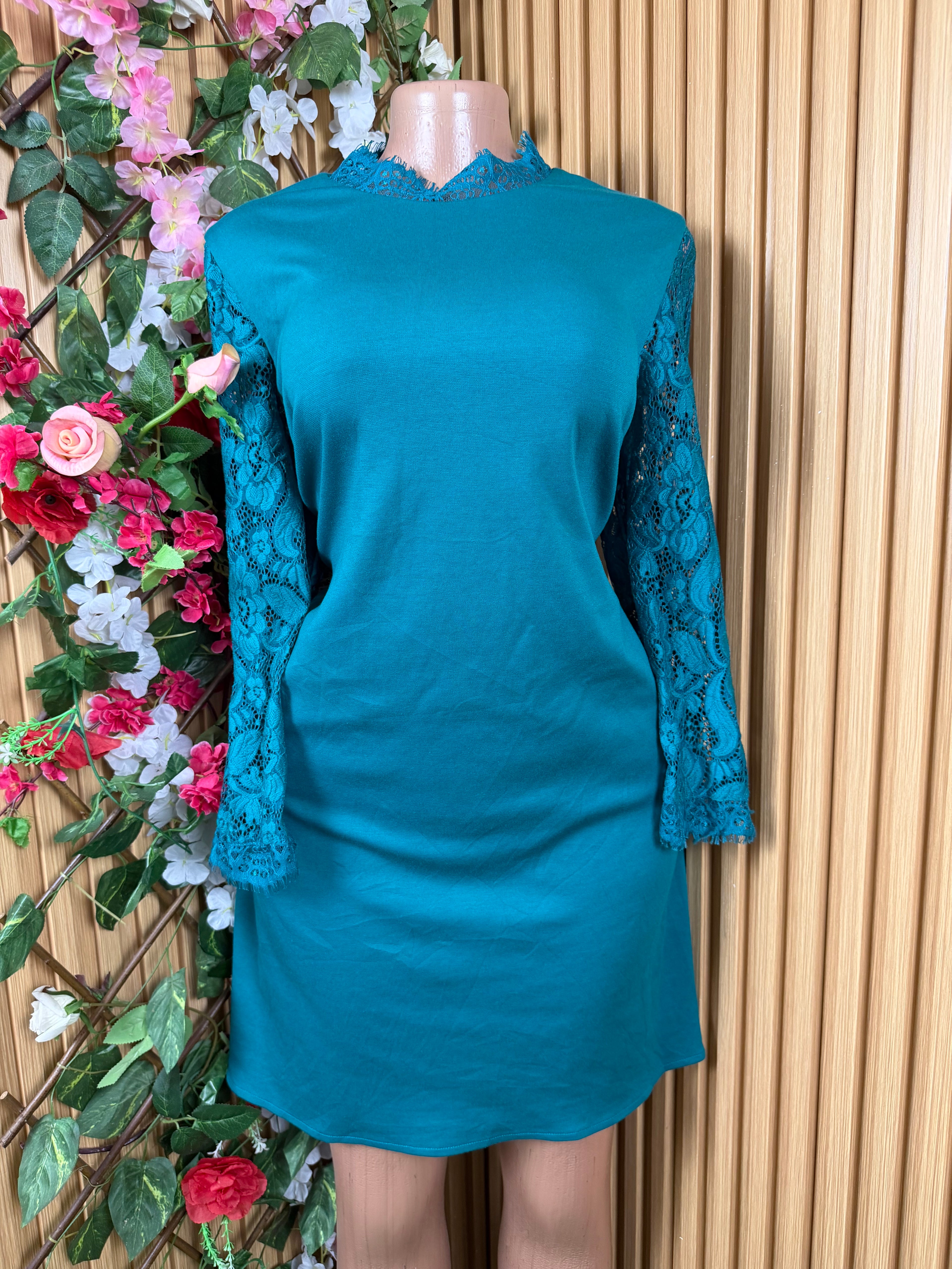 Robe moulante slim manches longues-L