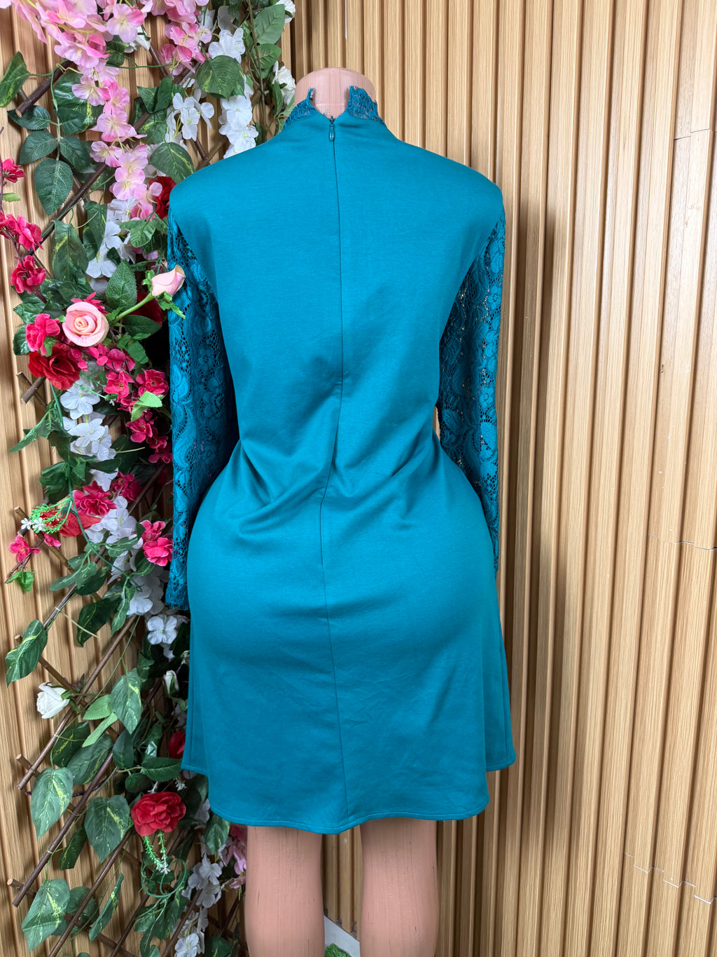 Robe moulante slim manches longues-L