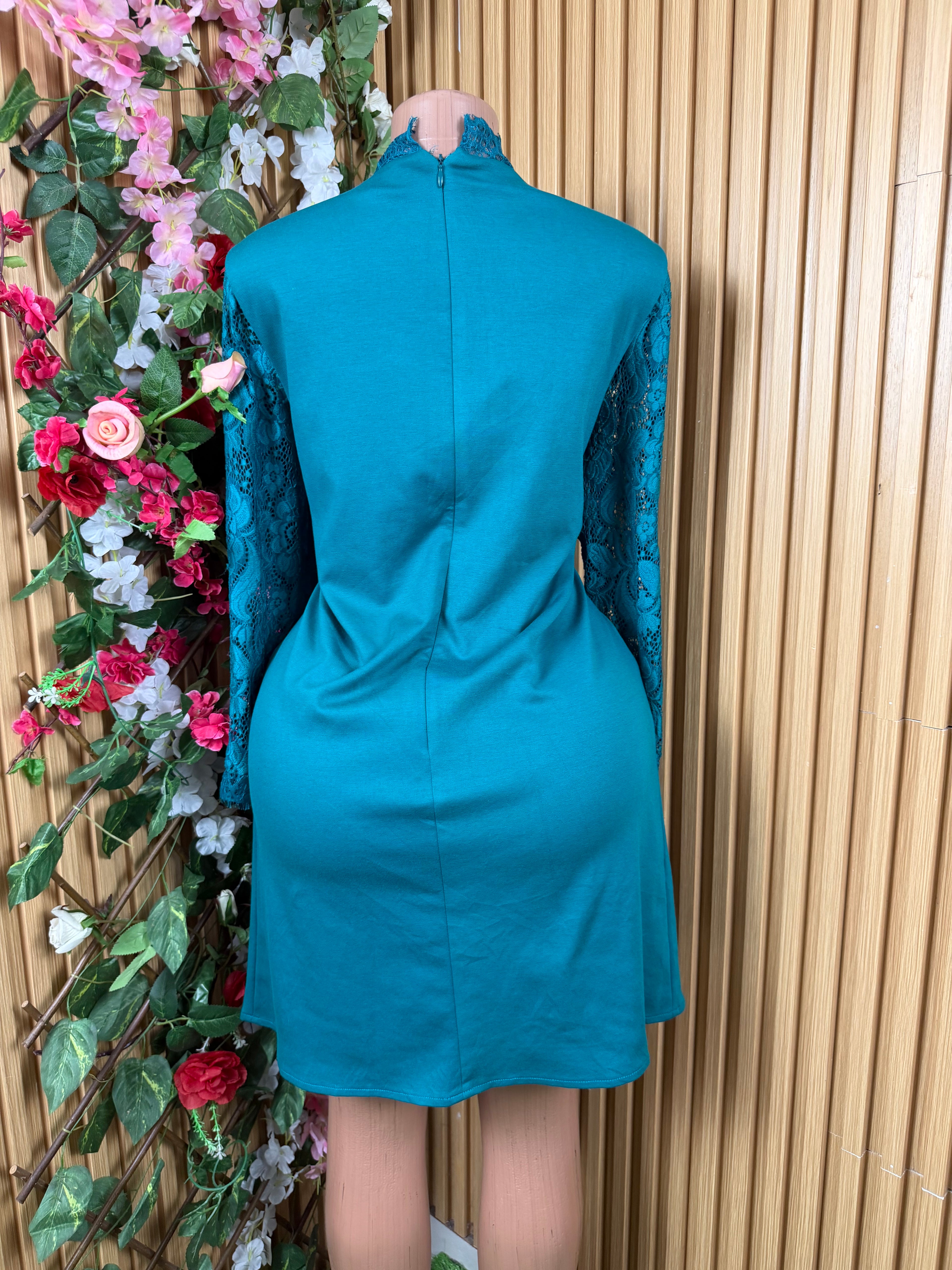 Robe moulante slim manches longues-L