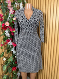 Robe moulante manches longues motif forme géomètre-M