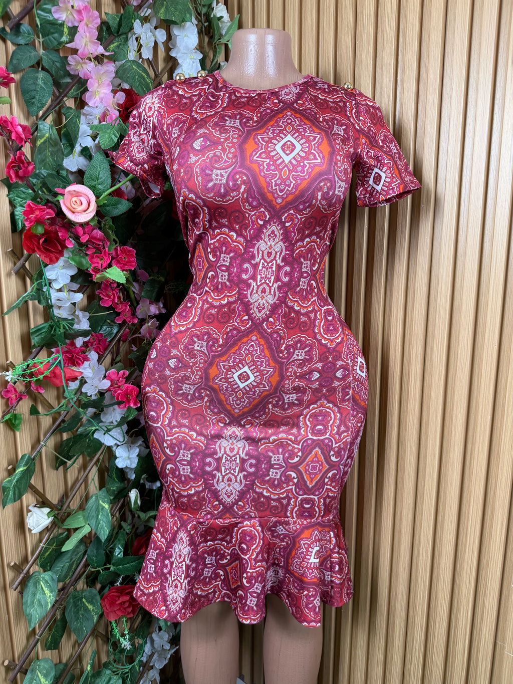 Robe moulante slim manches courtes-S