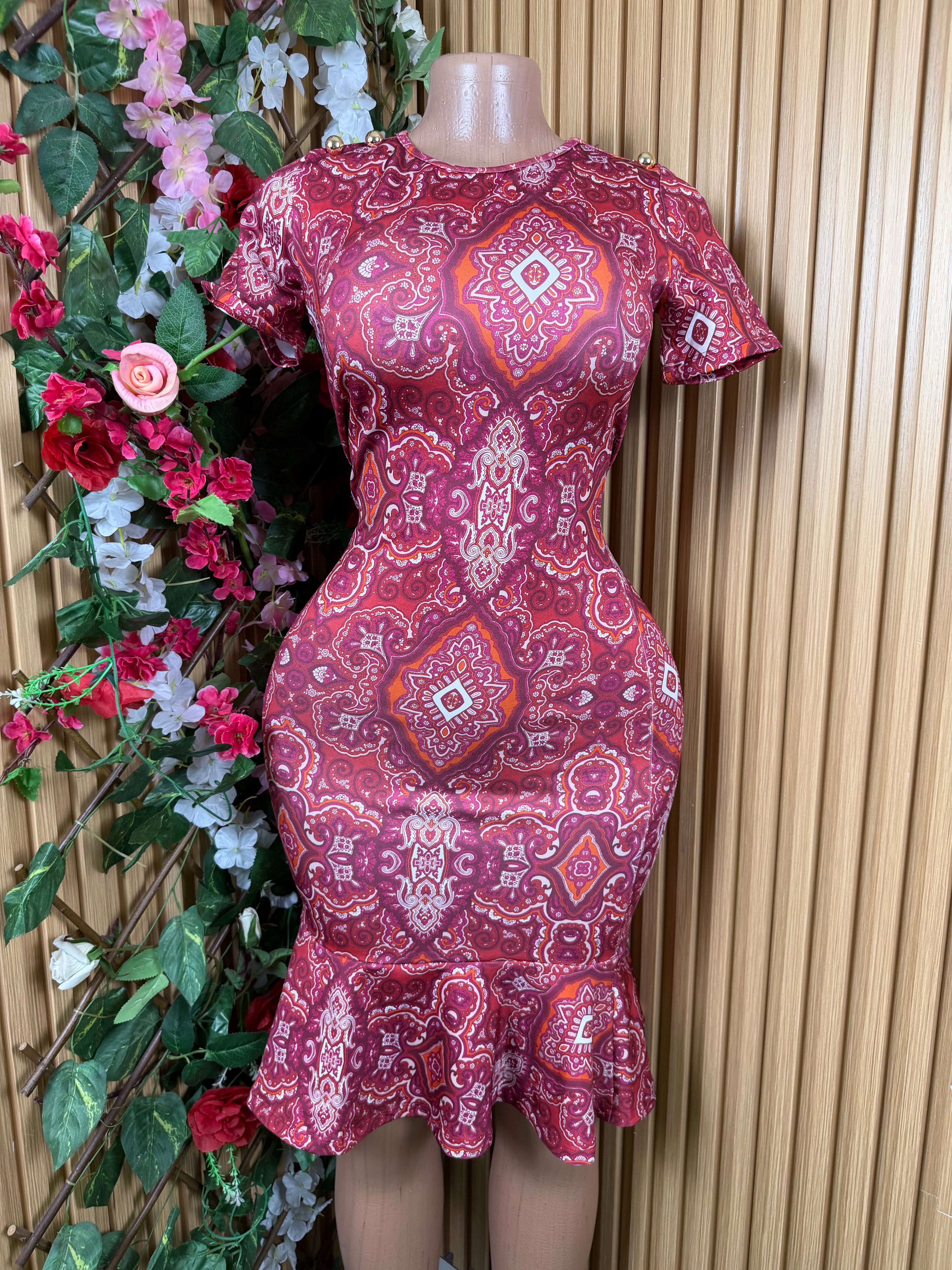 Robe moulante slim manches courtes-S