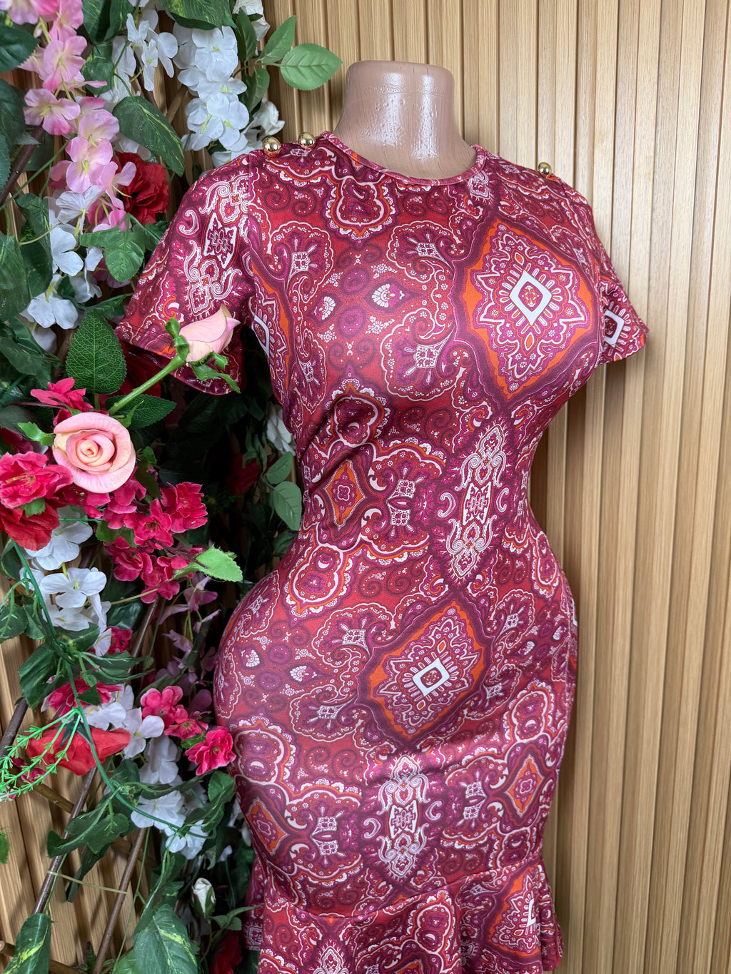 Robe moulante slim manches courtes-S
