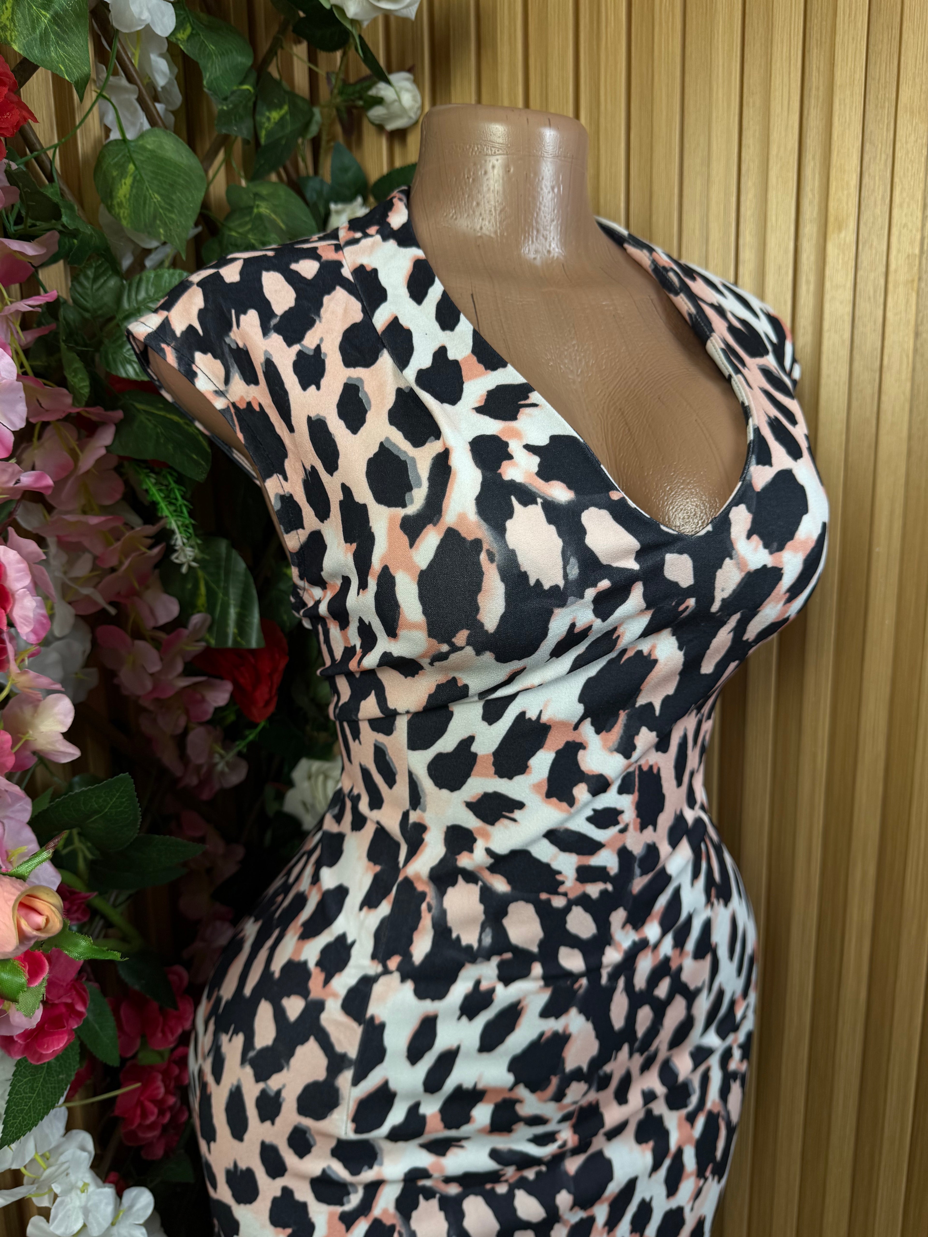 Robe moulante slim sans manches Imprimée animal - Perluna Store