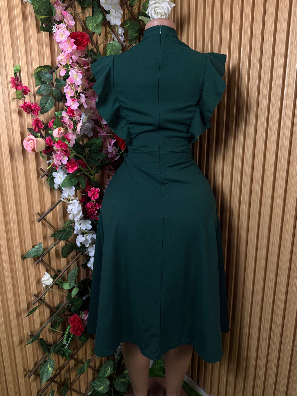Robe évasée-longue manches manches courtes - Perluna Store