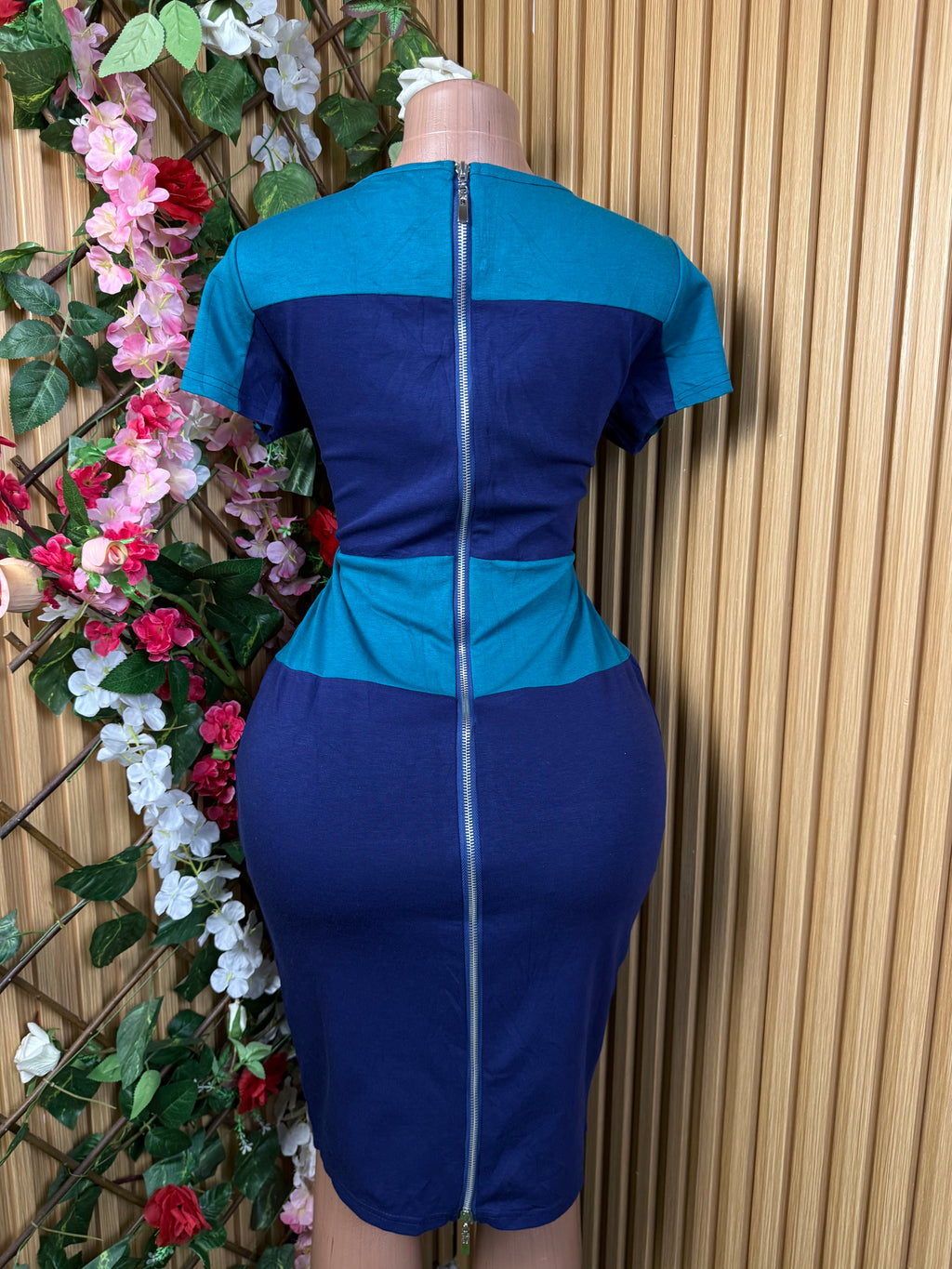 Robe moulante manches courtes imprimée en deux temps - Perluna Store