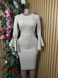 Robe  moulante manches longues drapée - Perluna Store