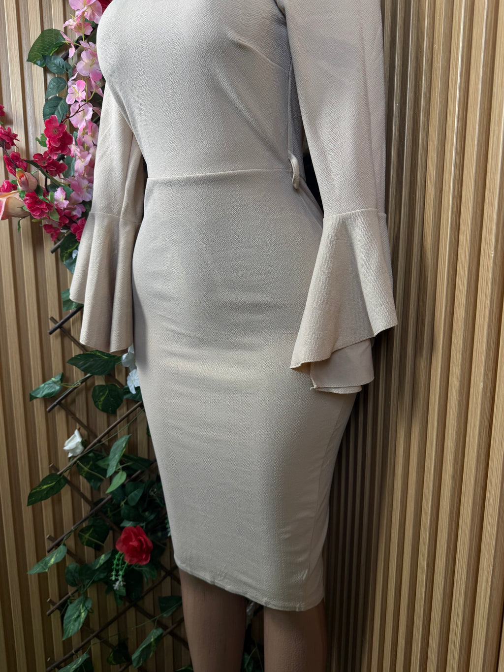 Robe  moulante manches longues drapée - Perluna Store