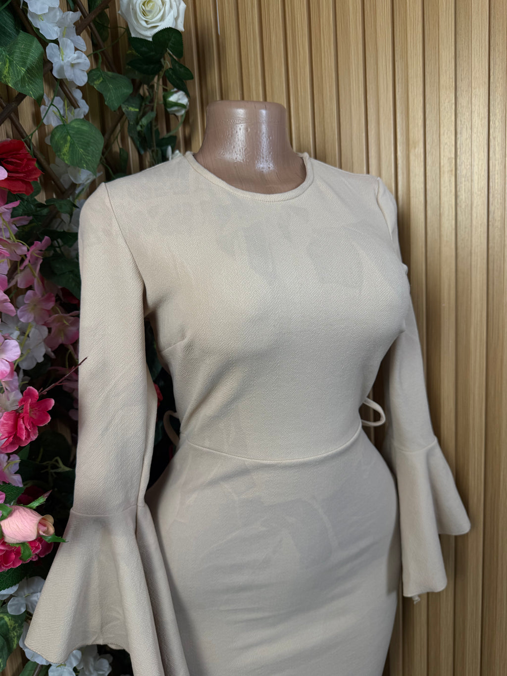 Robe  moulante manches longues drapée - Perluna Store