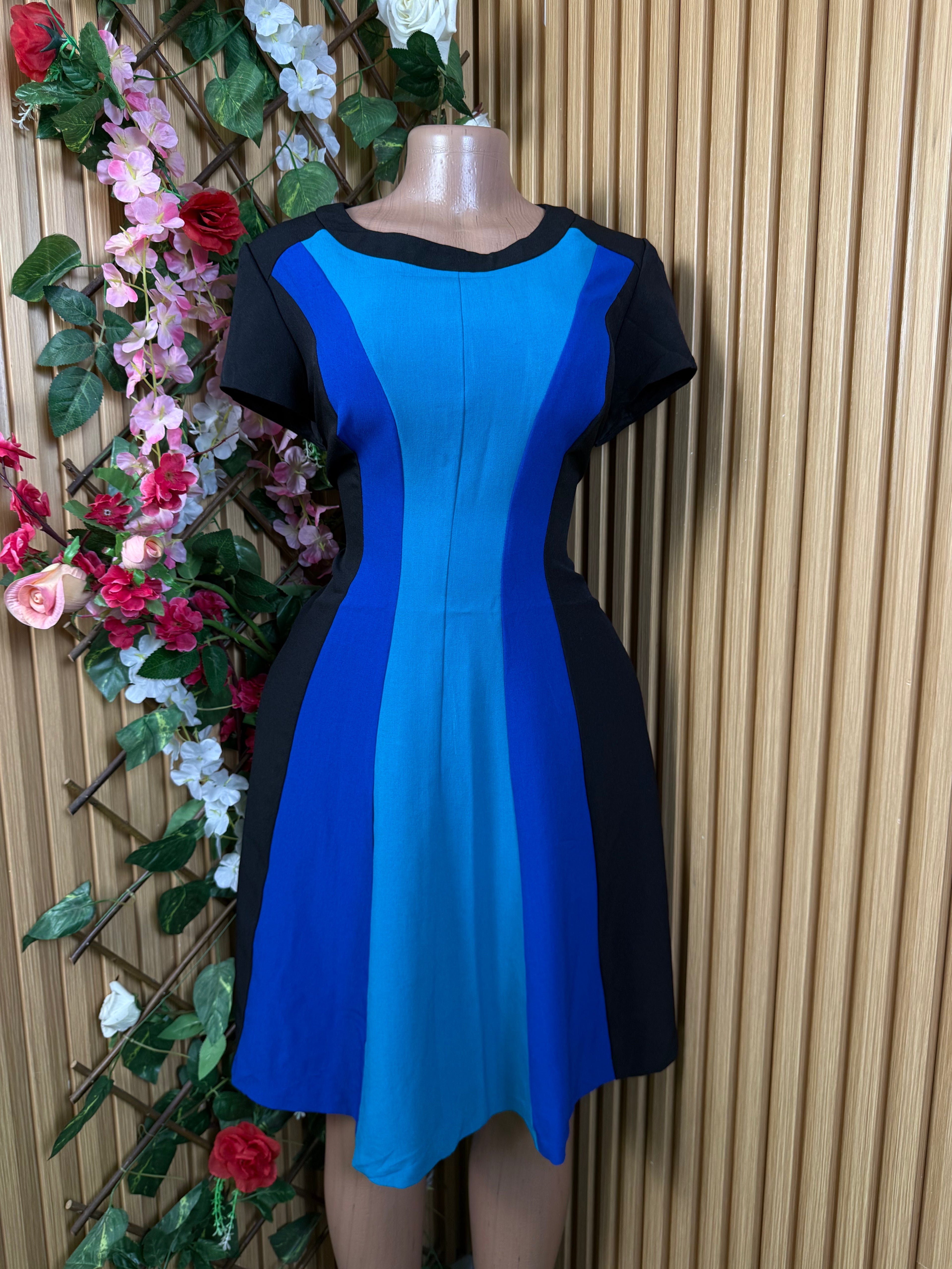 Robe évasée manches courtes imprimer deux temps - Perluna Store