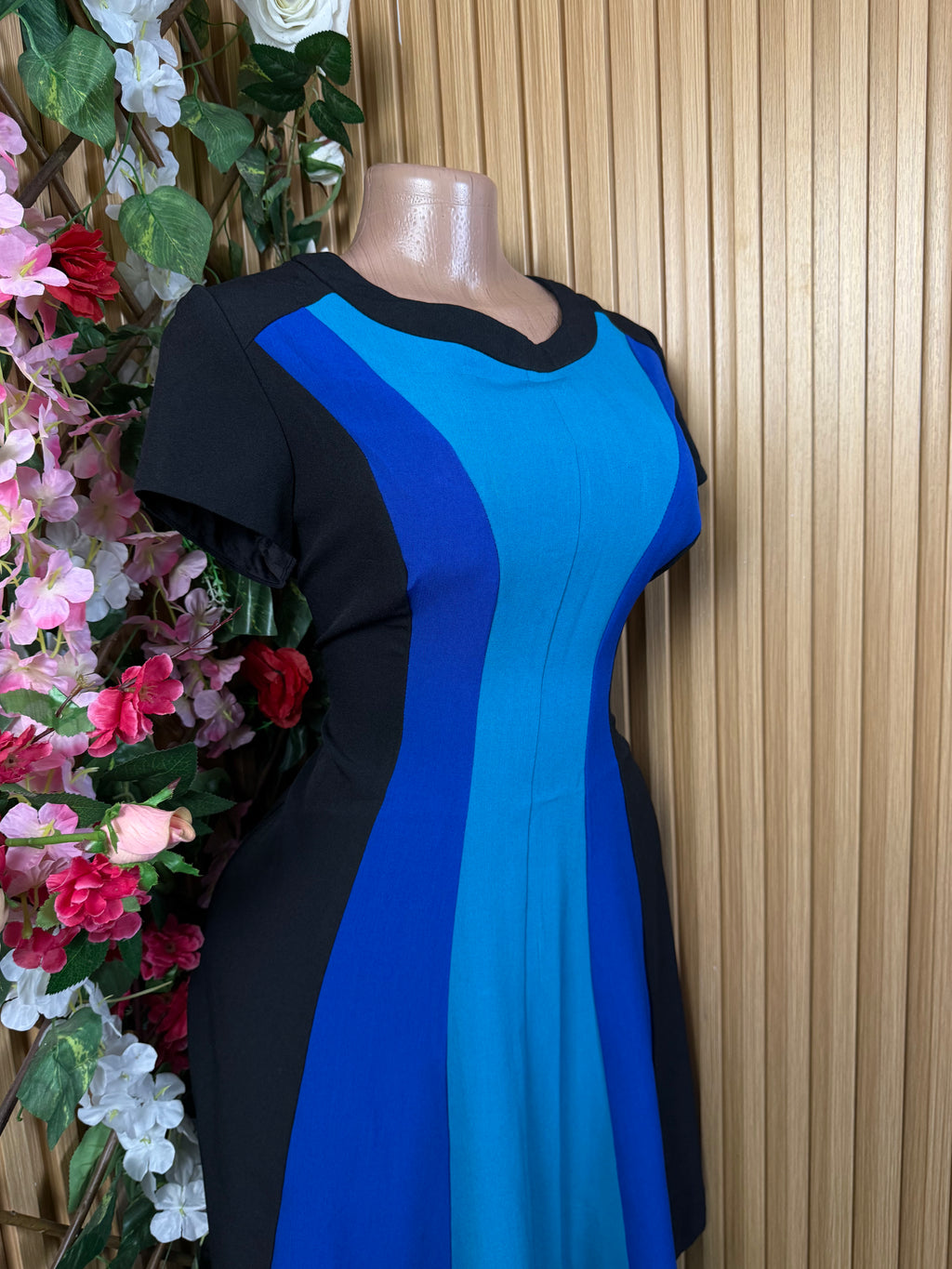 Robe évasée manches courtes imprimer deux temps - Perluna Store