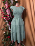 Robe évasée longue sans manches drapée - Perluna Store