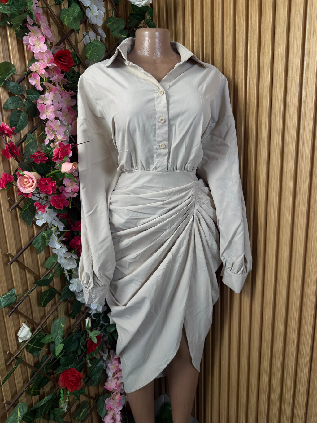 Robe élegante stylée manches longues col chemise - Perluna Store