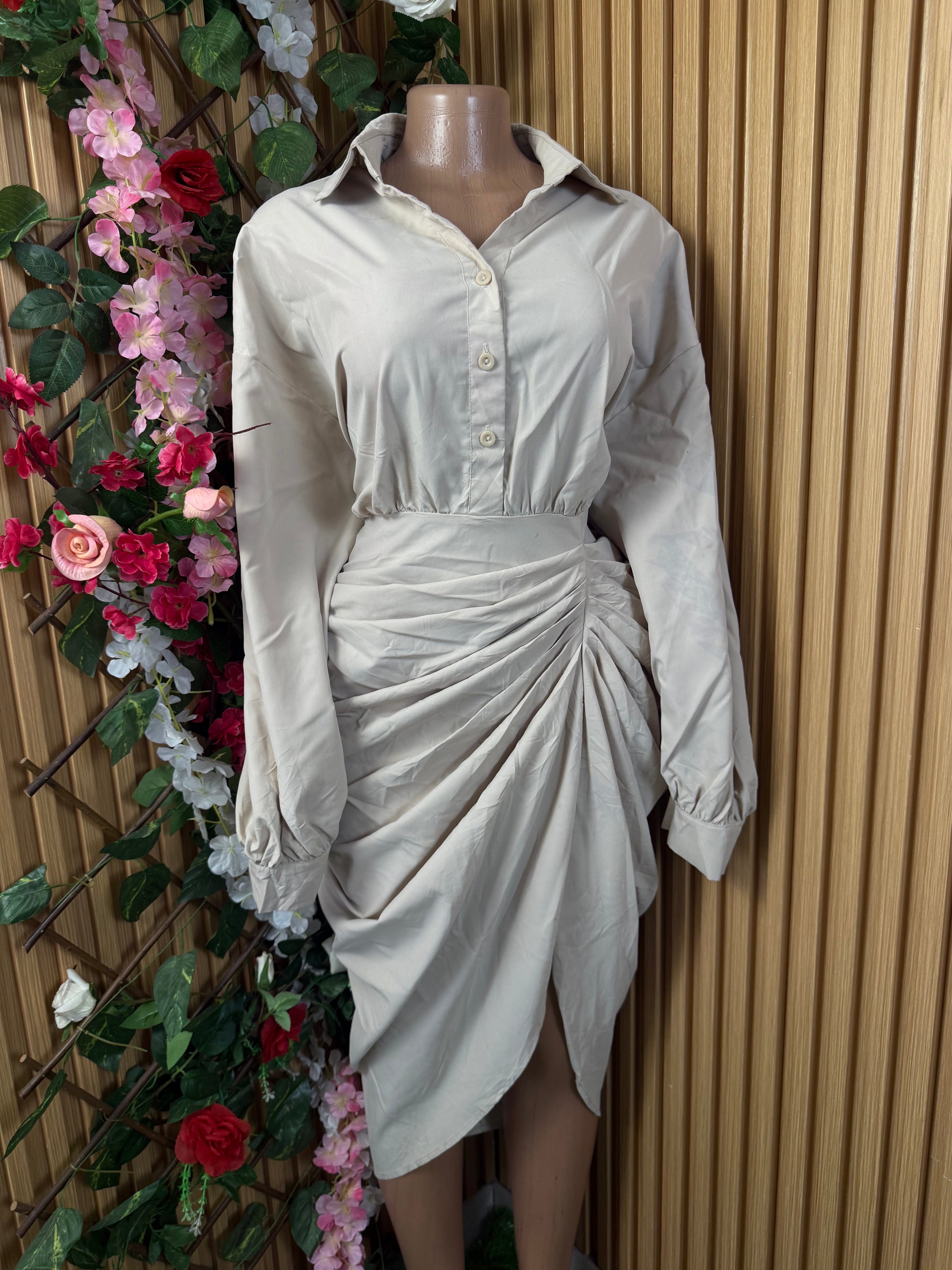Robe élegante stylée manches longues col chemise - Perluna Store
