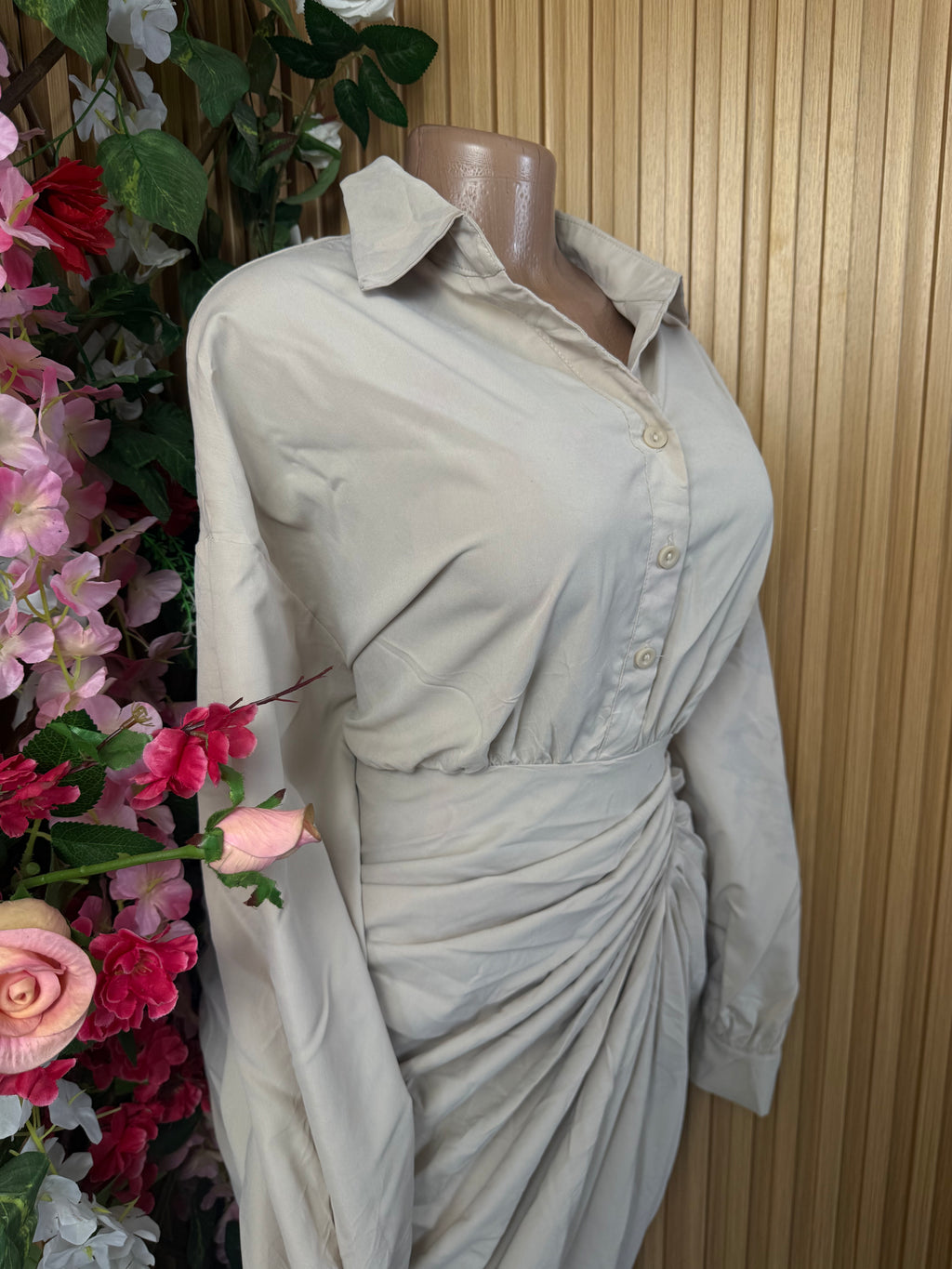 Robe élegante stylée manches longues col chemise - Perluna Store