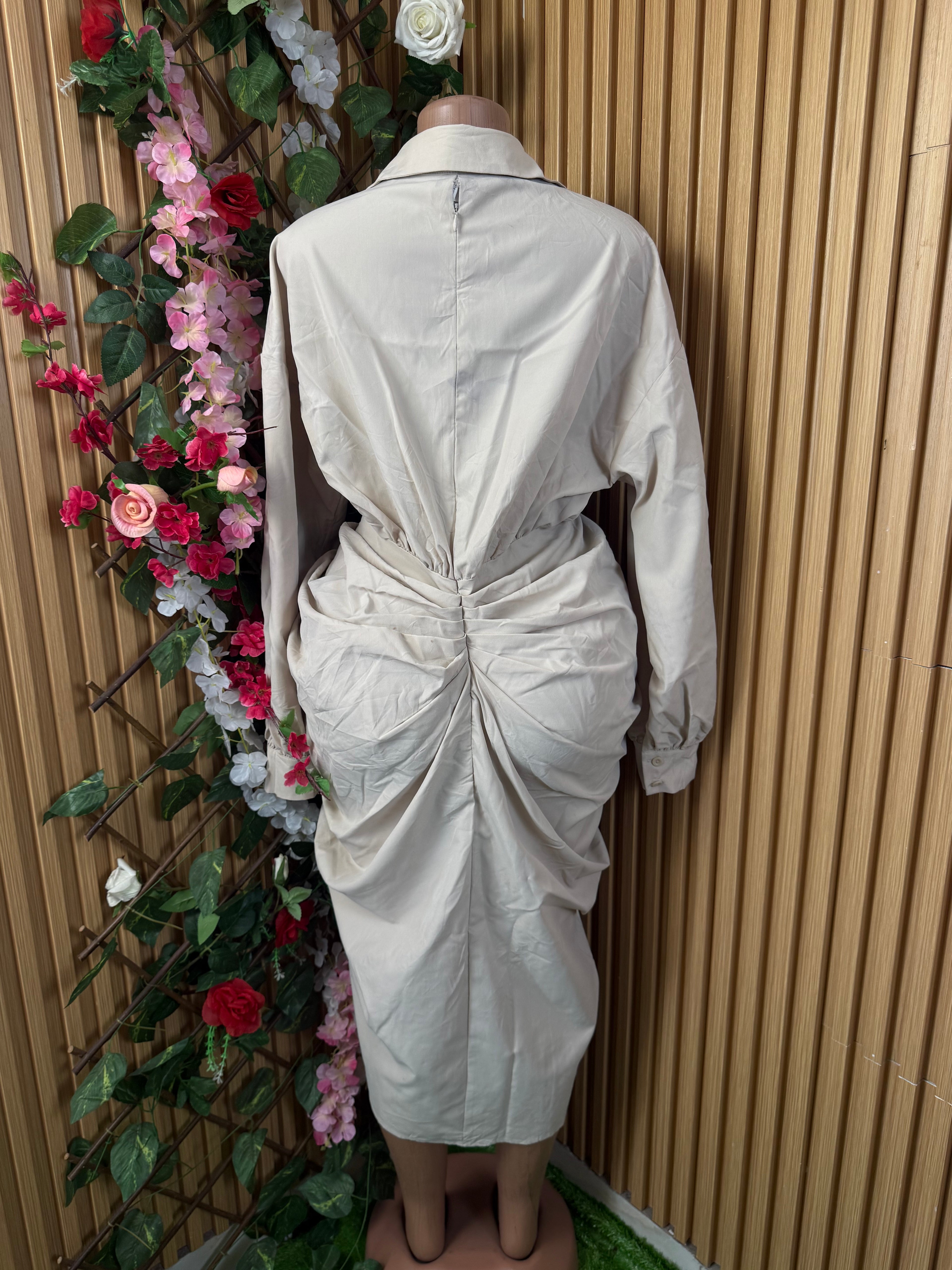 Robe élegante stylée manches longues col chemise - Perluna Store