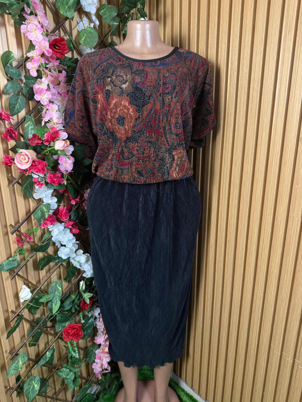 Robe élegante manches courtes imprimée deux temps - Perluna Store