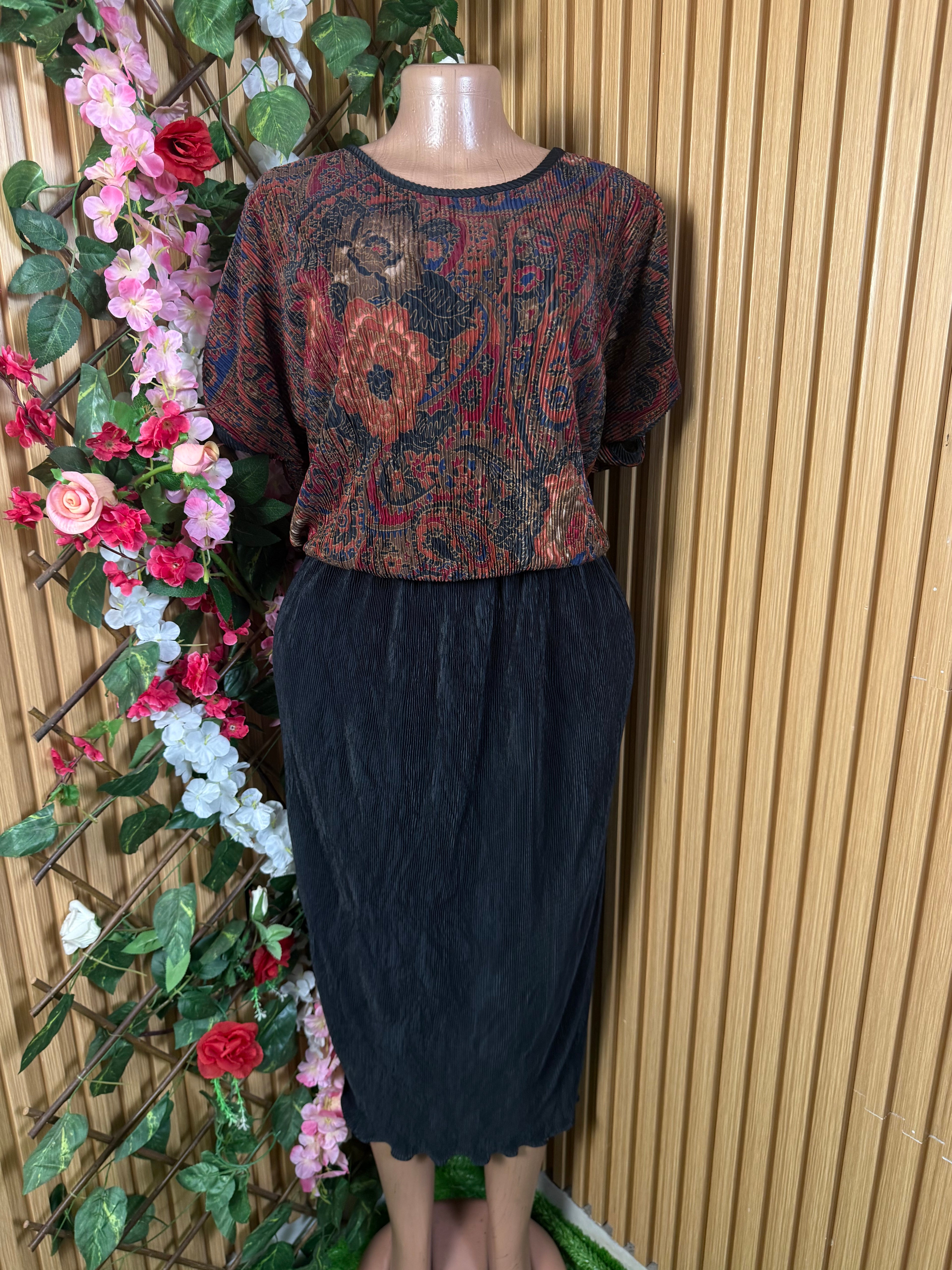 Robe élegante manches courtes imprimée deux temps - Perluna Store