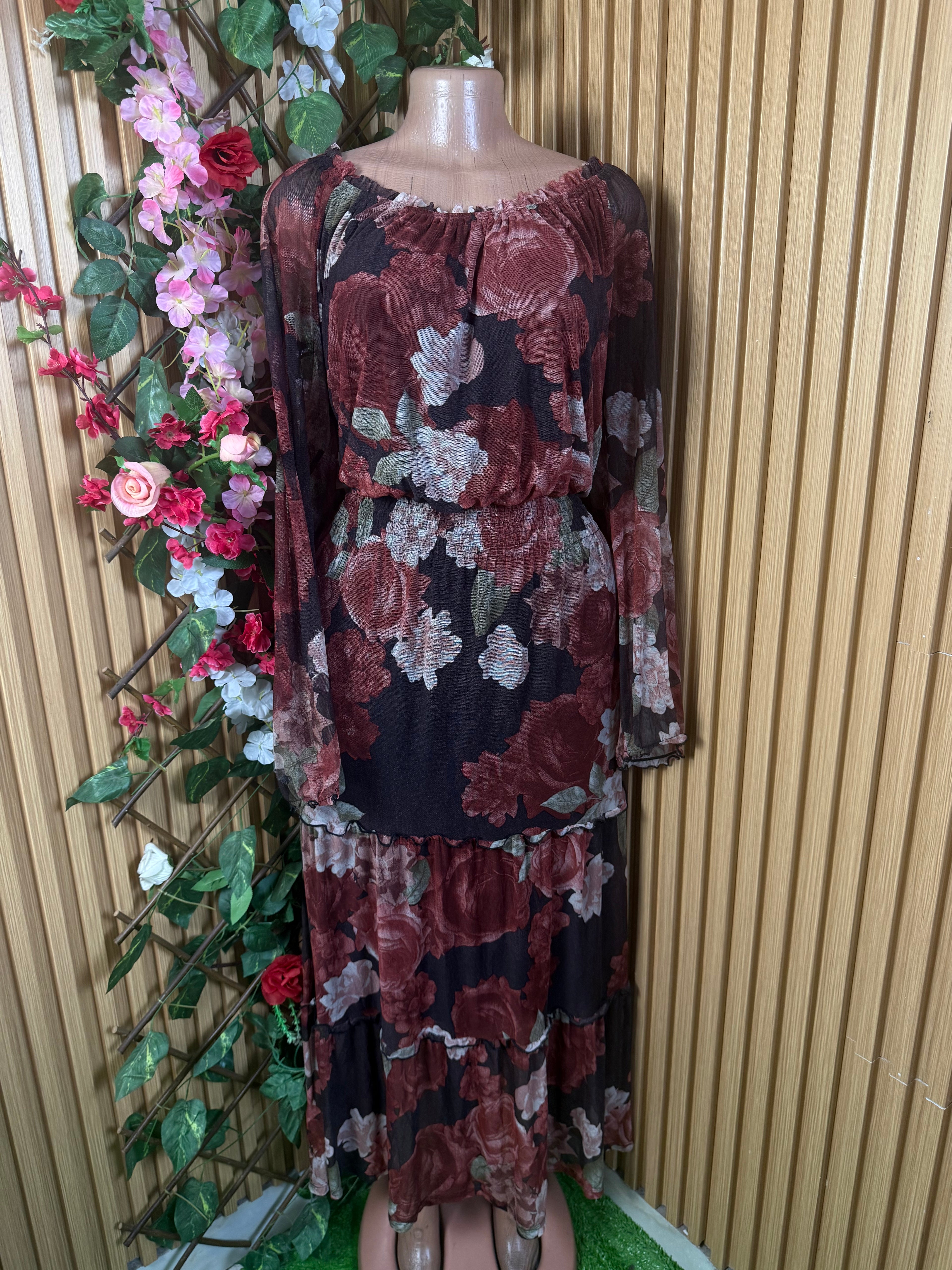 Robe longue évasée manches longues - Perluna Store