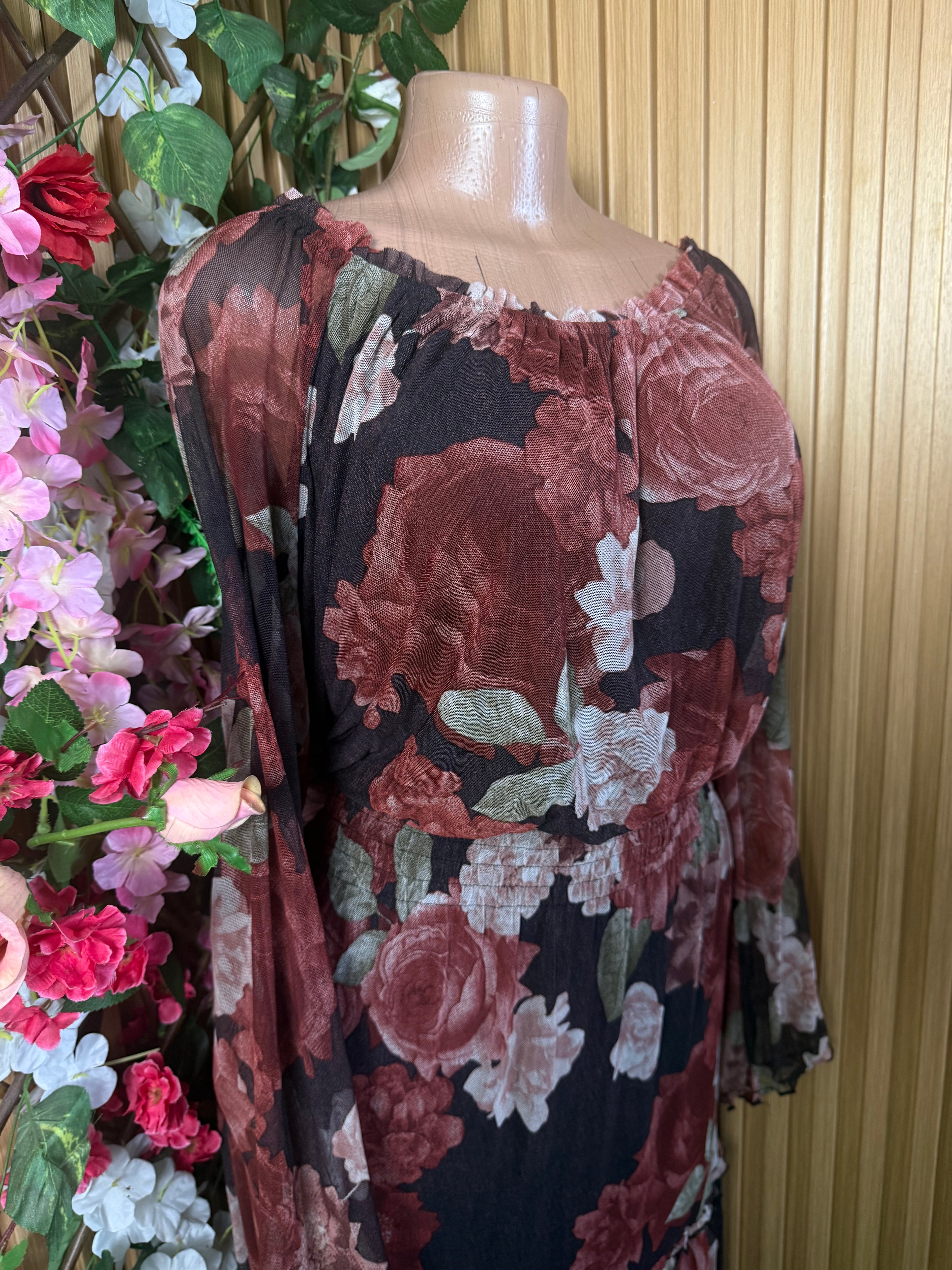 Robe longue évasée manches longues - Perluna Store
