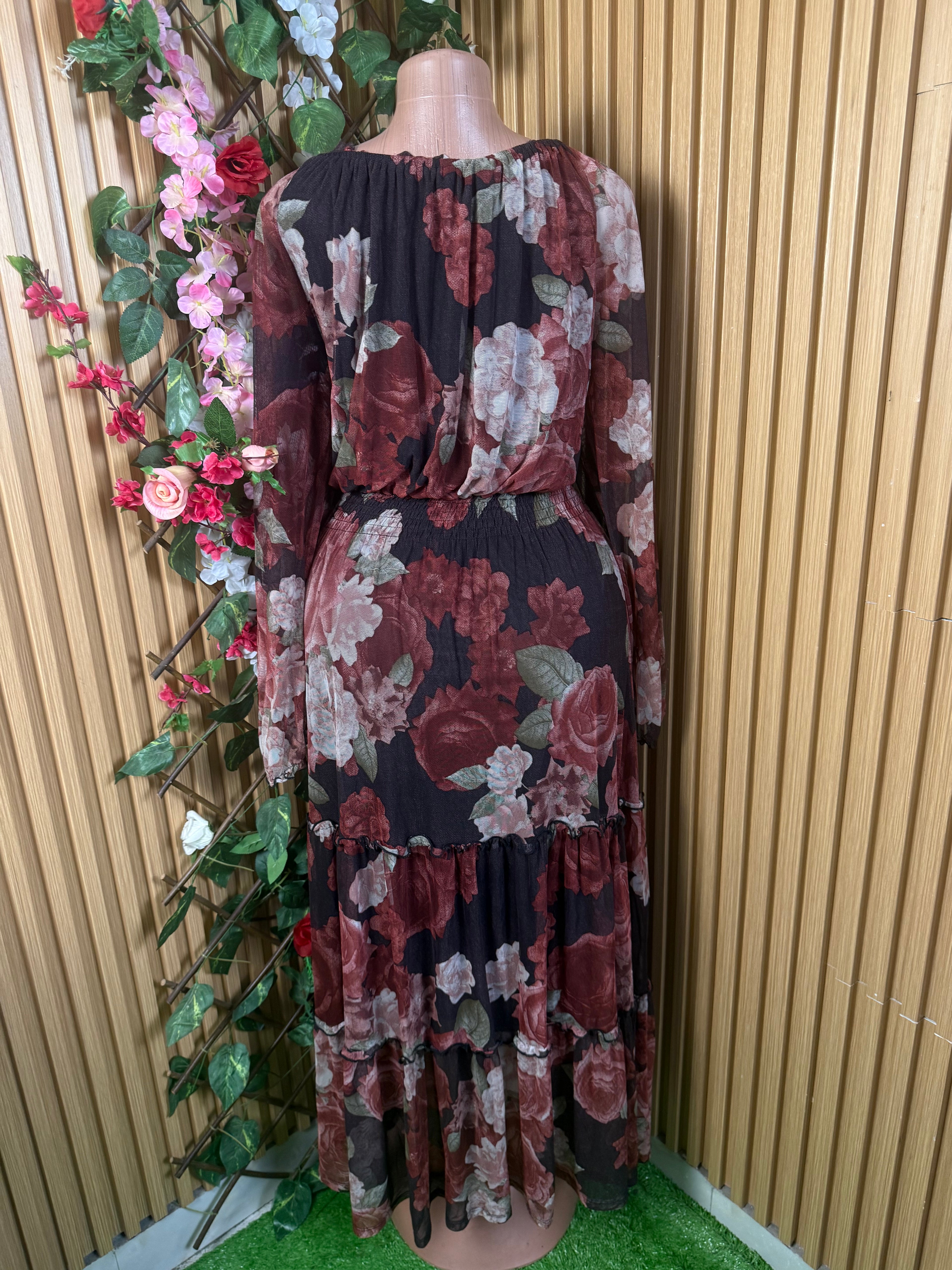 Robe longue évasée manches longues - Perluna Store