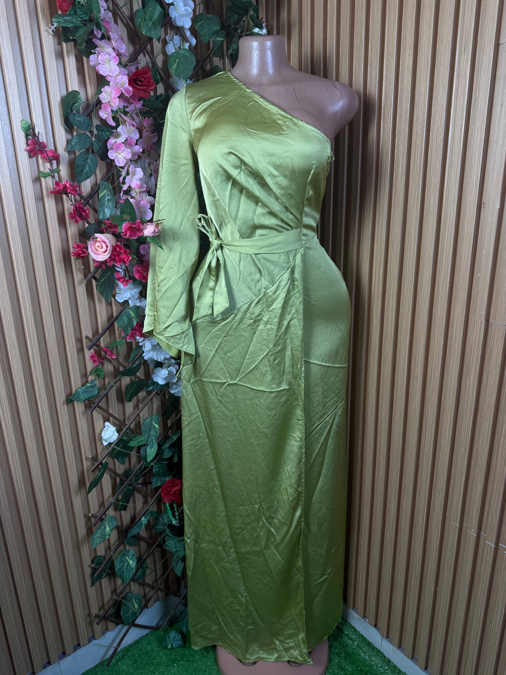 Robe moulante longue à une seule manches ceintrée - Perluna Store
